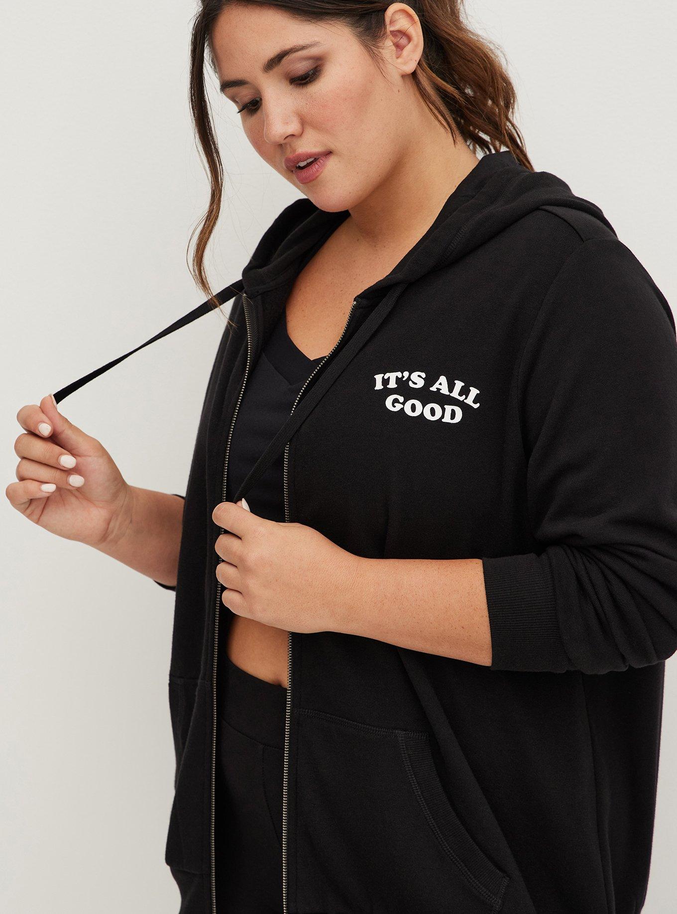 Zip Hoodie - Cozy Fleece It's All Good Black, DEEP BLACK, alternate