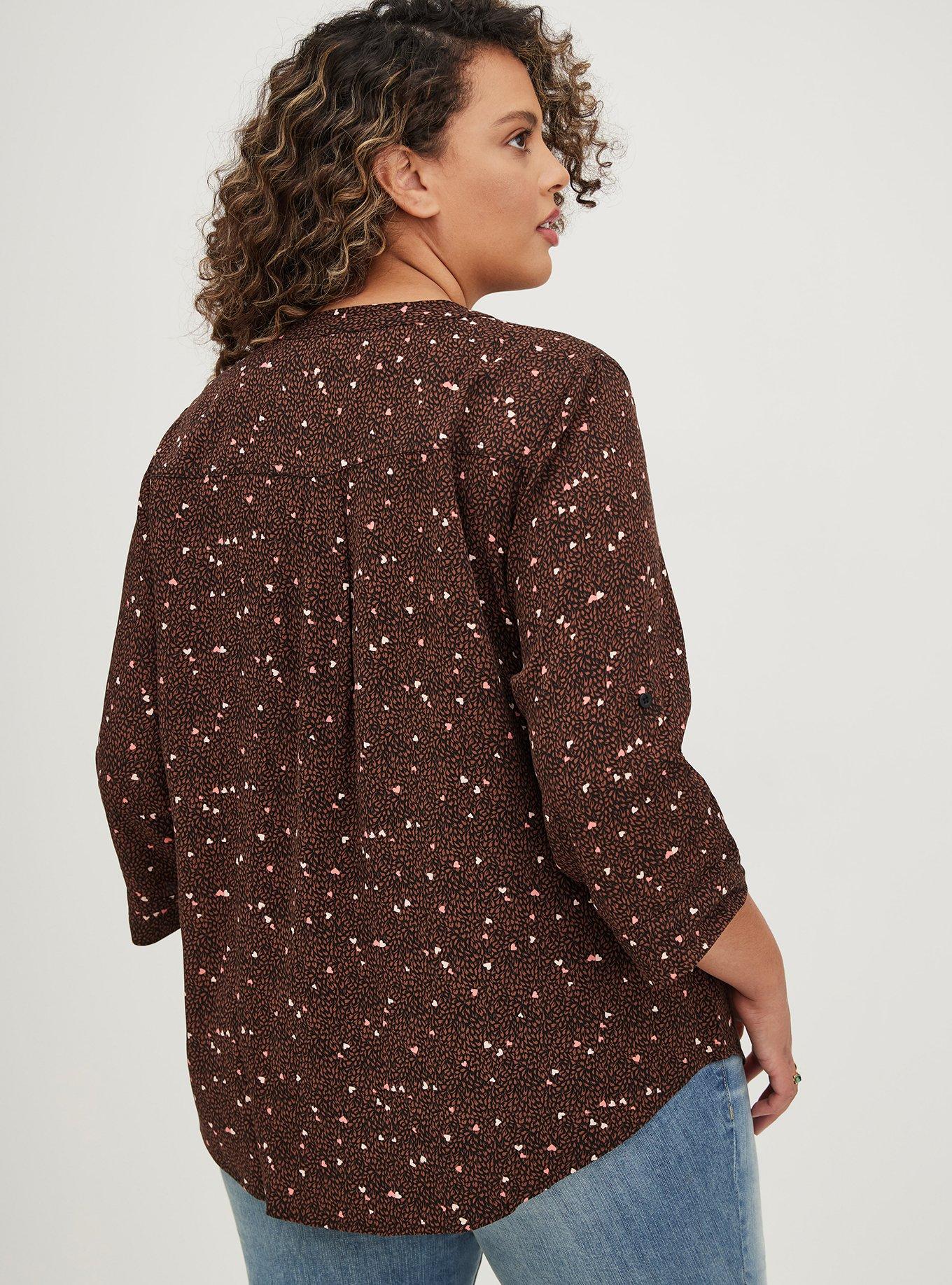 Harper Rayon Twill Pullover 3/4 Sleeve Blouse, HEARTS BLACK, alternate