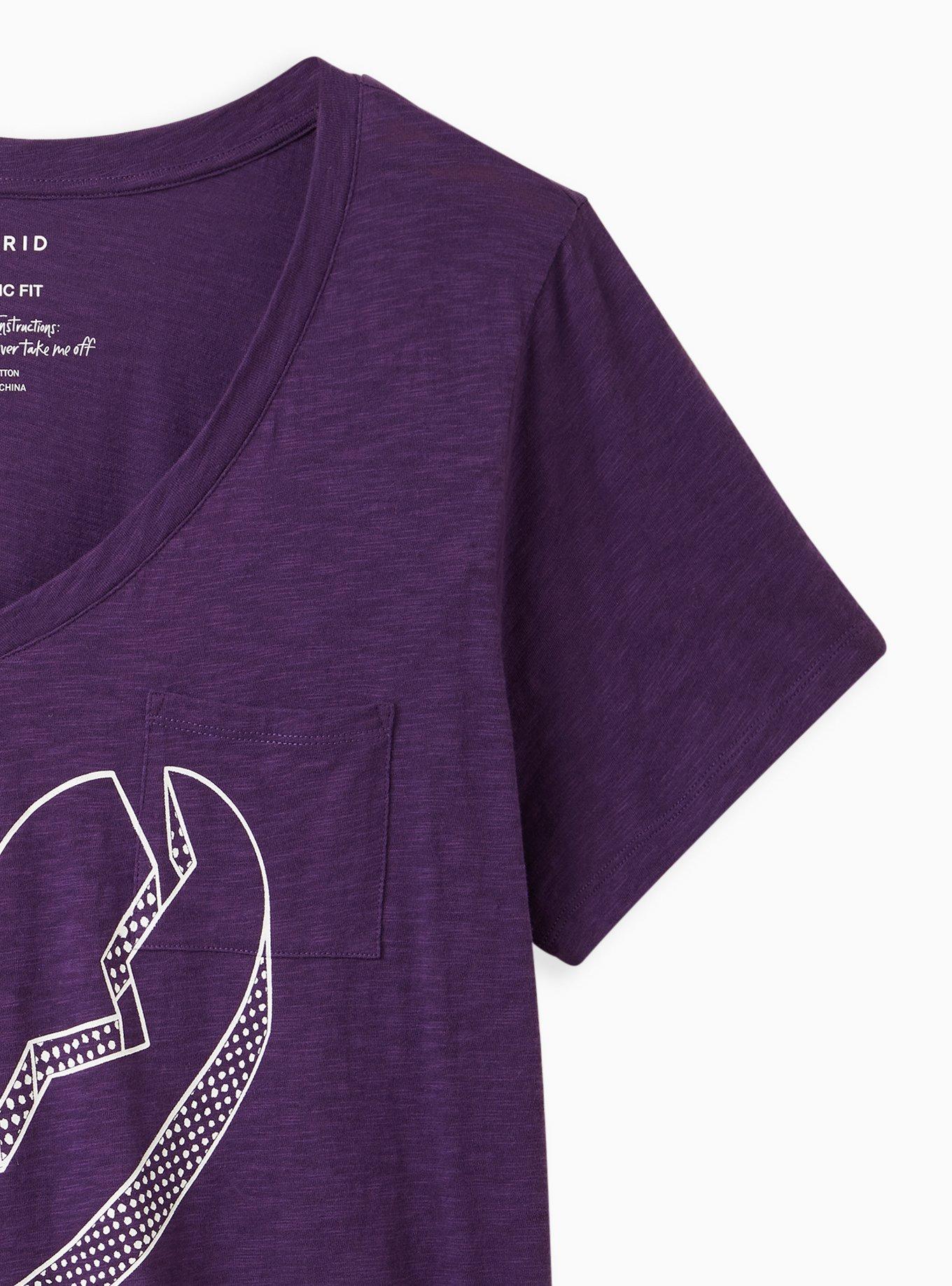 Plus Size Everyday Tee - Heritage Slub Purple Half Heart, PURPLE, alternate