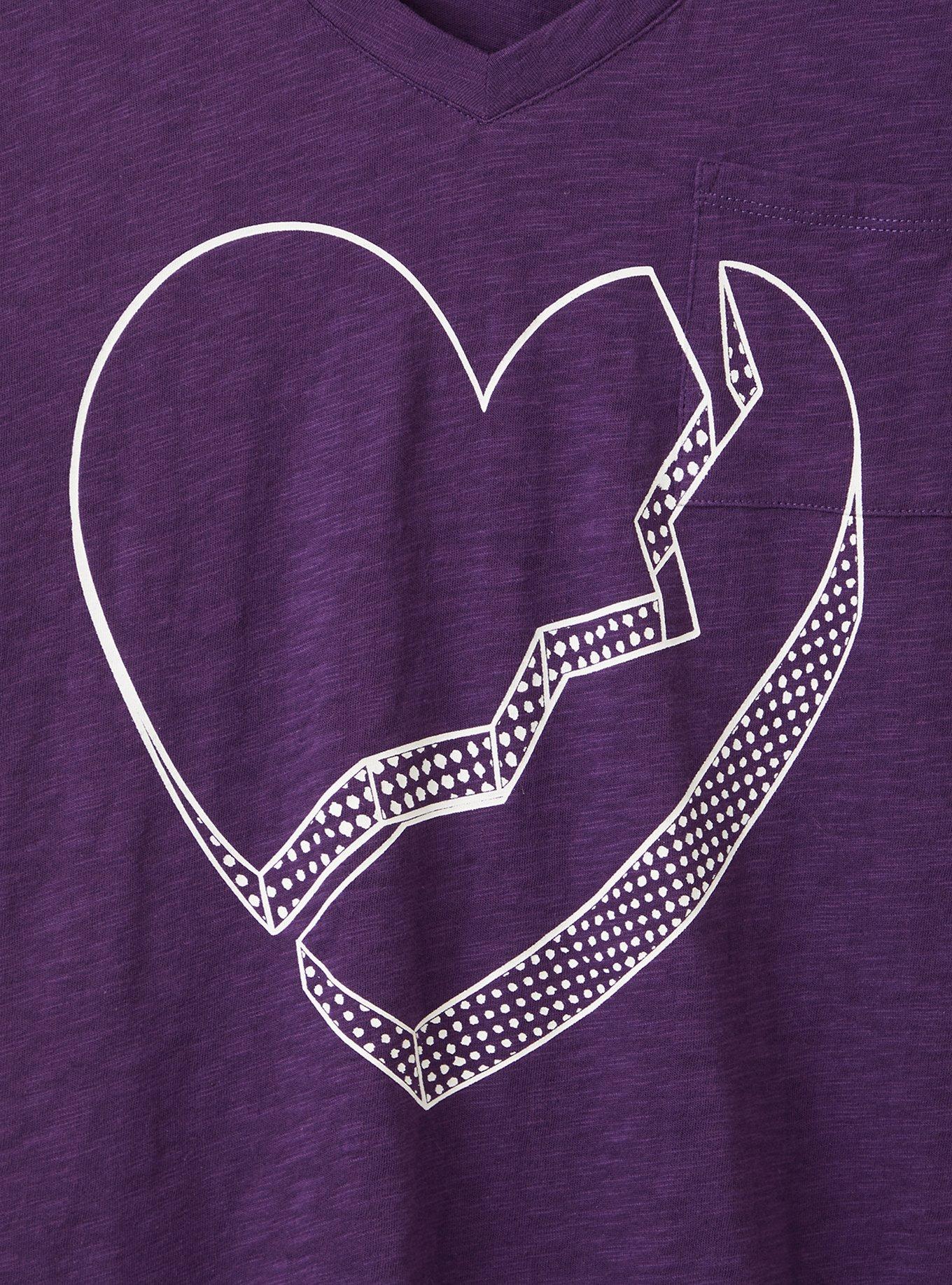 Plus Size Everyday Tee - Heritage Slub Purple Half Heart, PURPLE, alternate