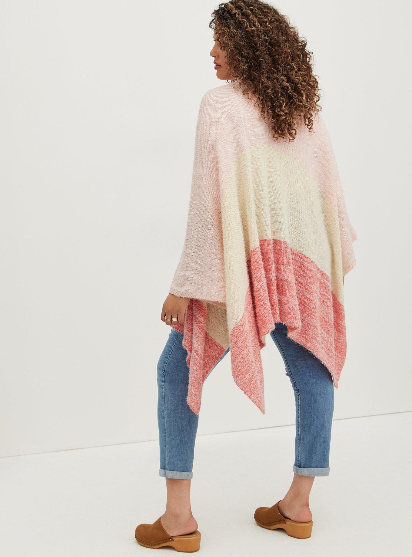 Colorblock Knit Ruana - Multicolor, , alternate