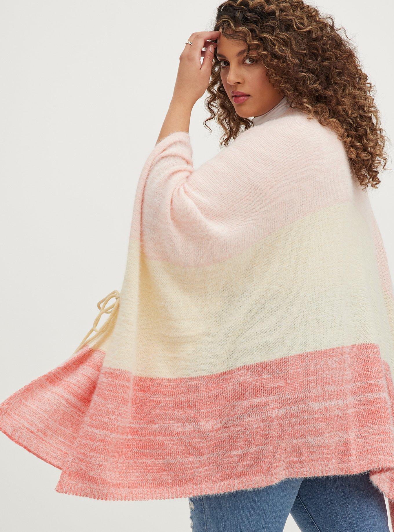 Colorblock Knit Ruana - Multicolor, , alternate