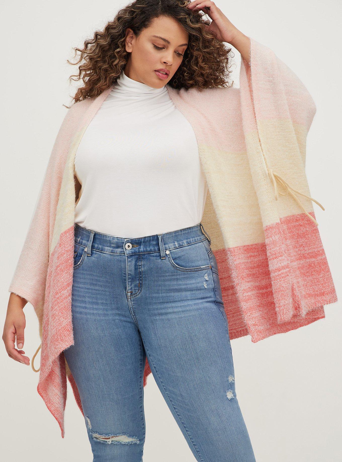 Colorblock Knit Ruana - Multicolor, , hi-res