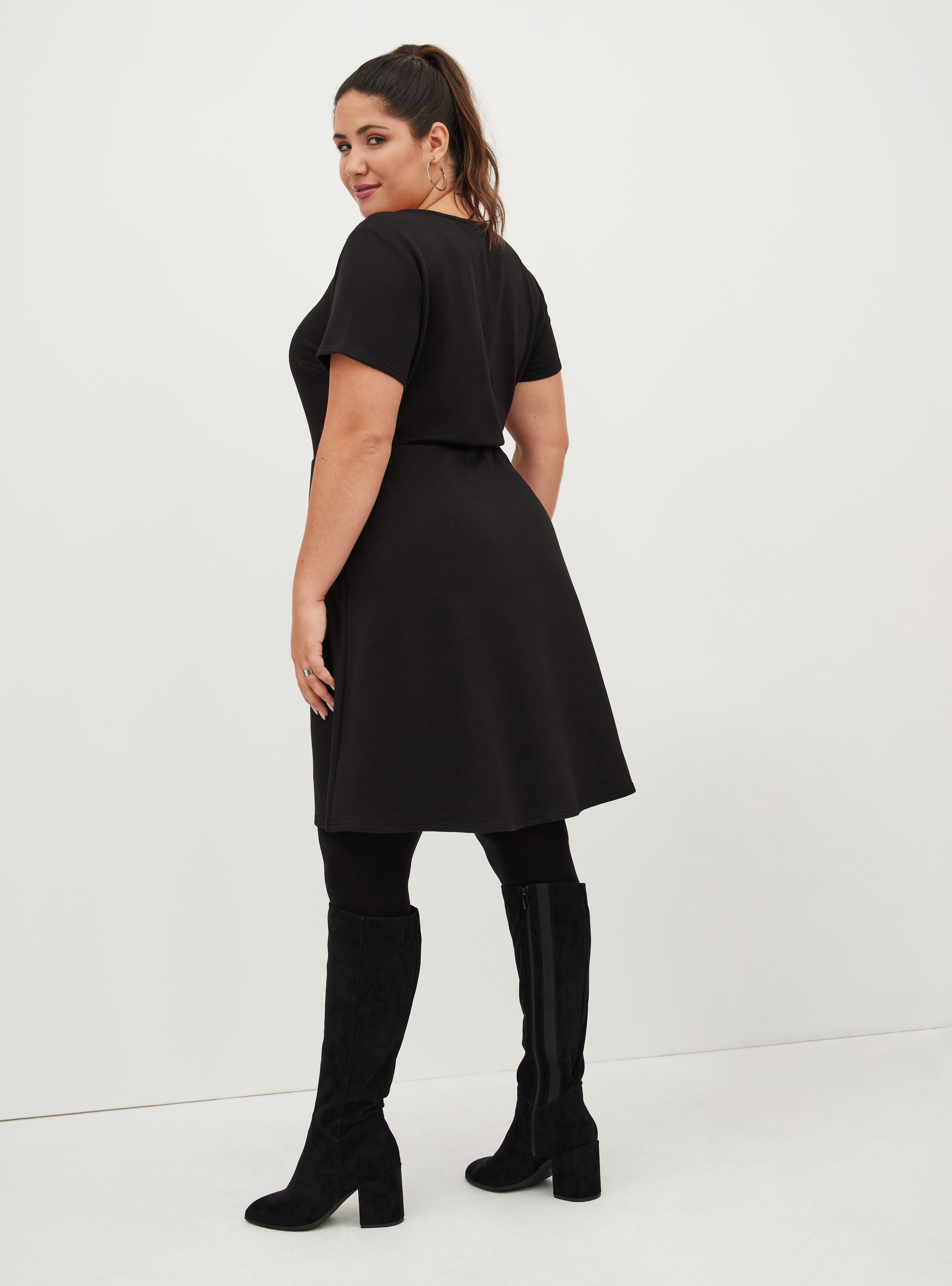 Plus Size - Skater Dress - Ultra Soft Fleece Black - Torrid