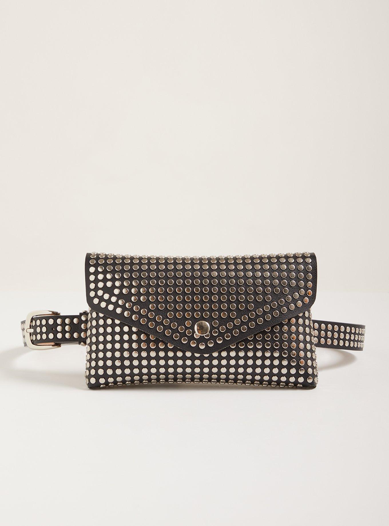Faux Leather Studded Belt Bag, , hi-res