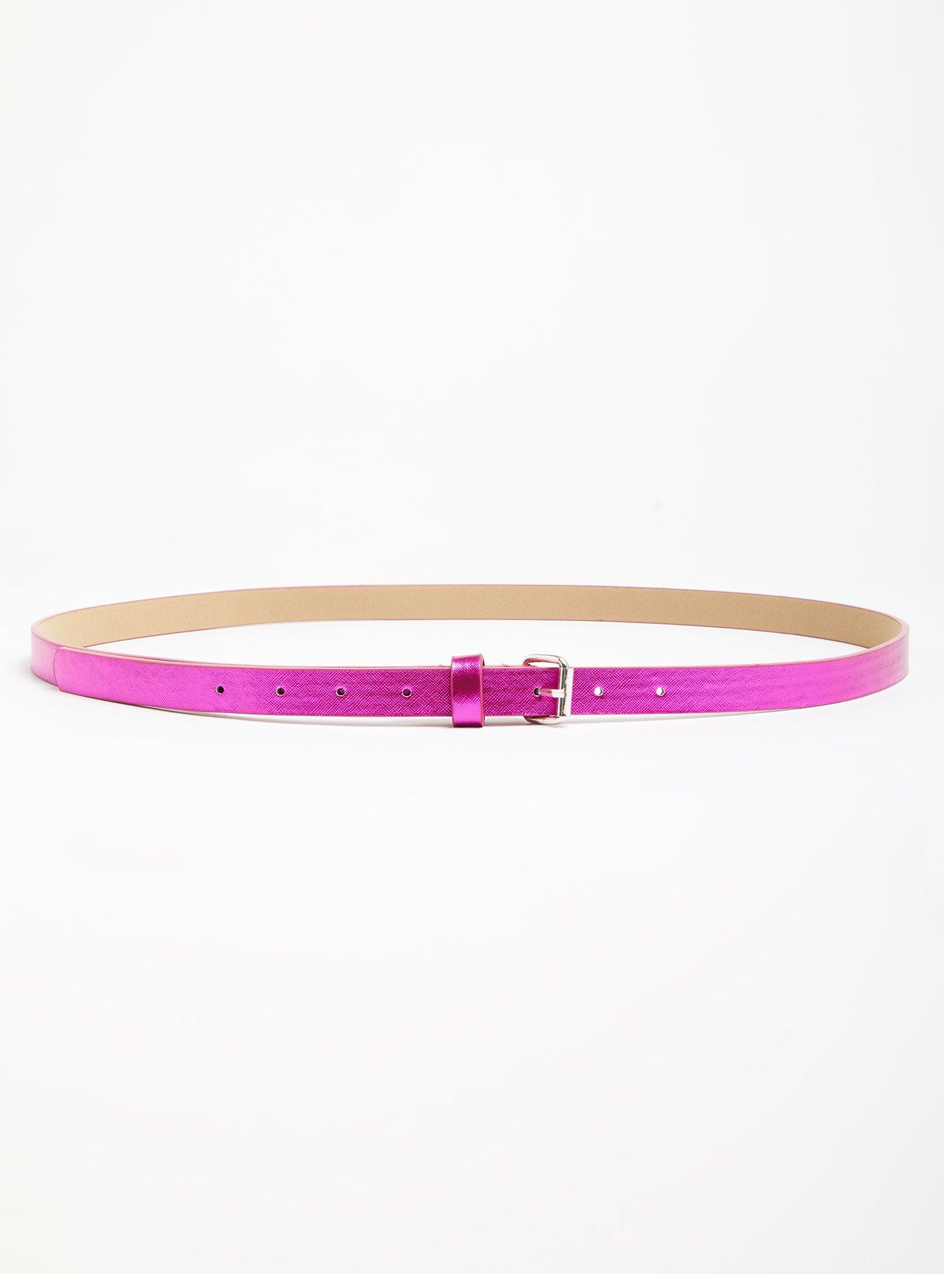 Plus Size Pack of 3 Jean Belts - Faux Patent Leather Metallic Pink And Glitter, MULTI, alternate