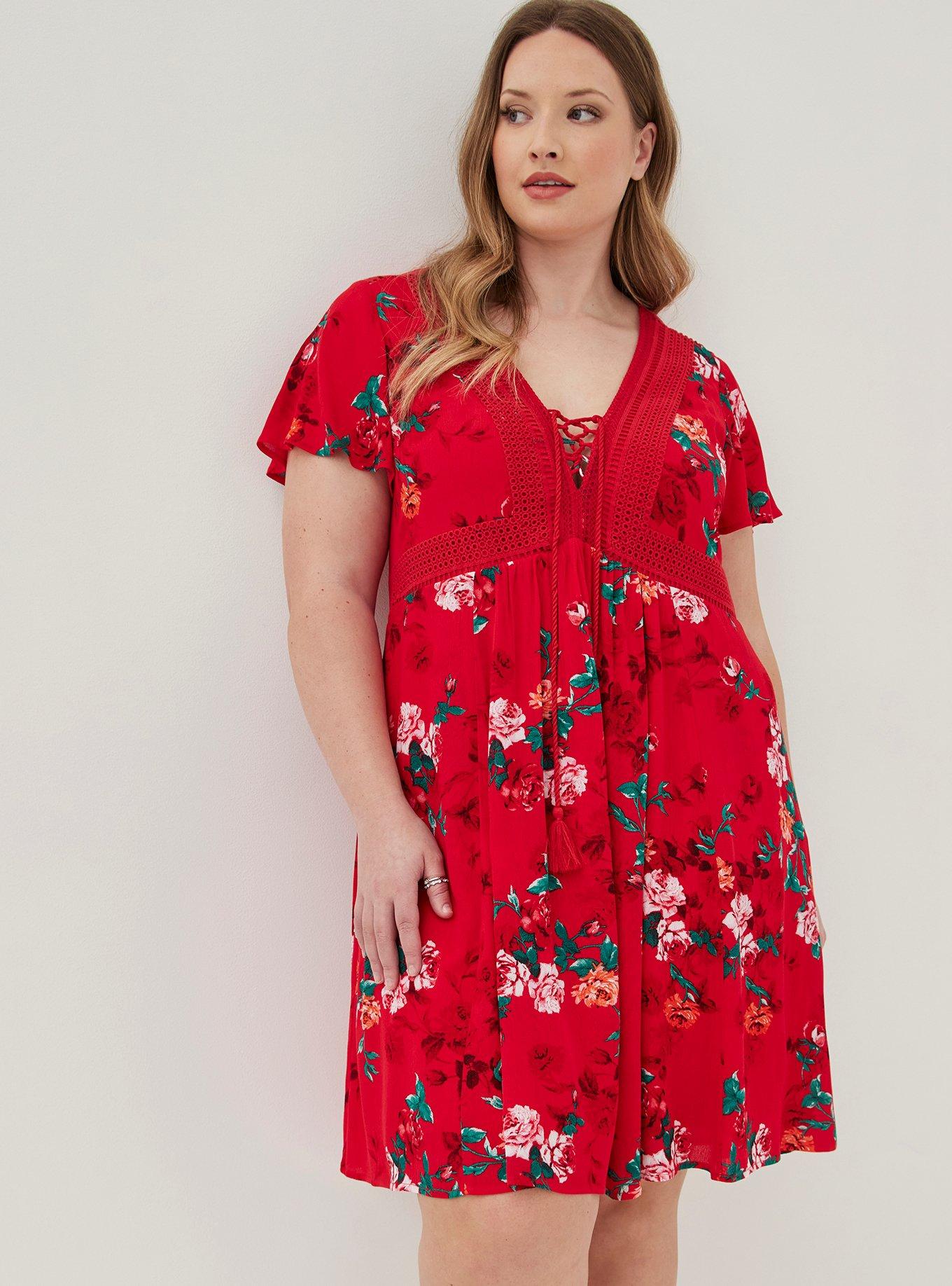 Torrid Size 1 store Floral Gauze Skater Dress