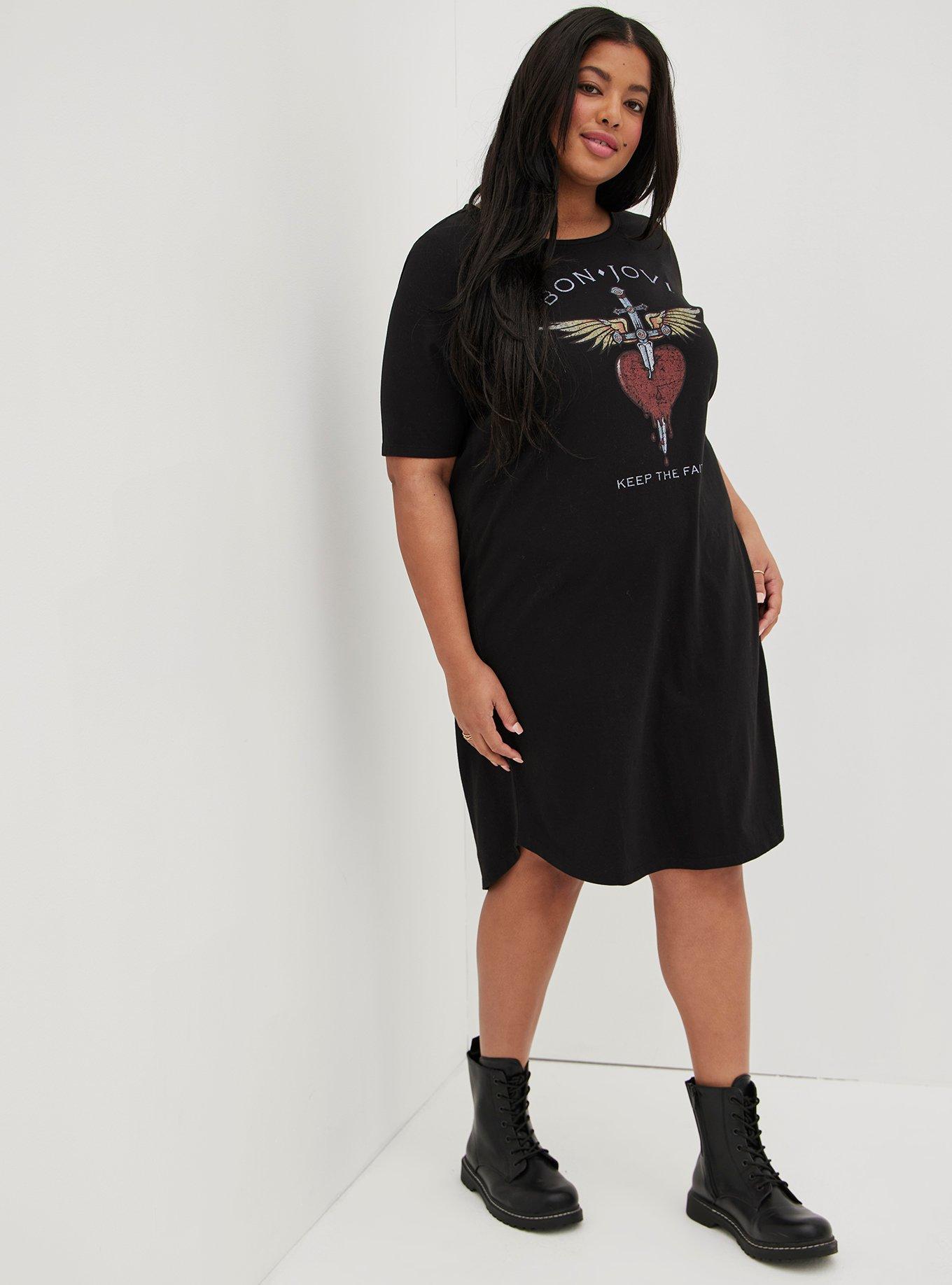 Plus Size - T-Shirt Dress - Jersey Bon Jovi Black - Torrid