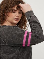 Plus Size LoveSick Raglan Sweatshirt - Everyday Fleece Pink Rock Star Black, DEEP BLACK, alternate