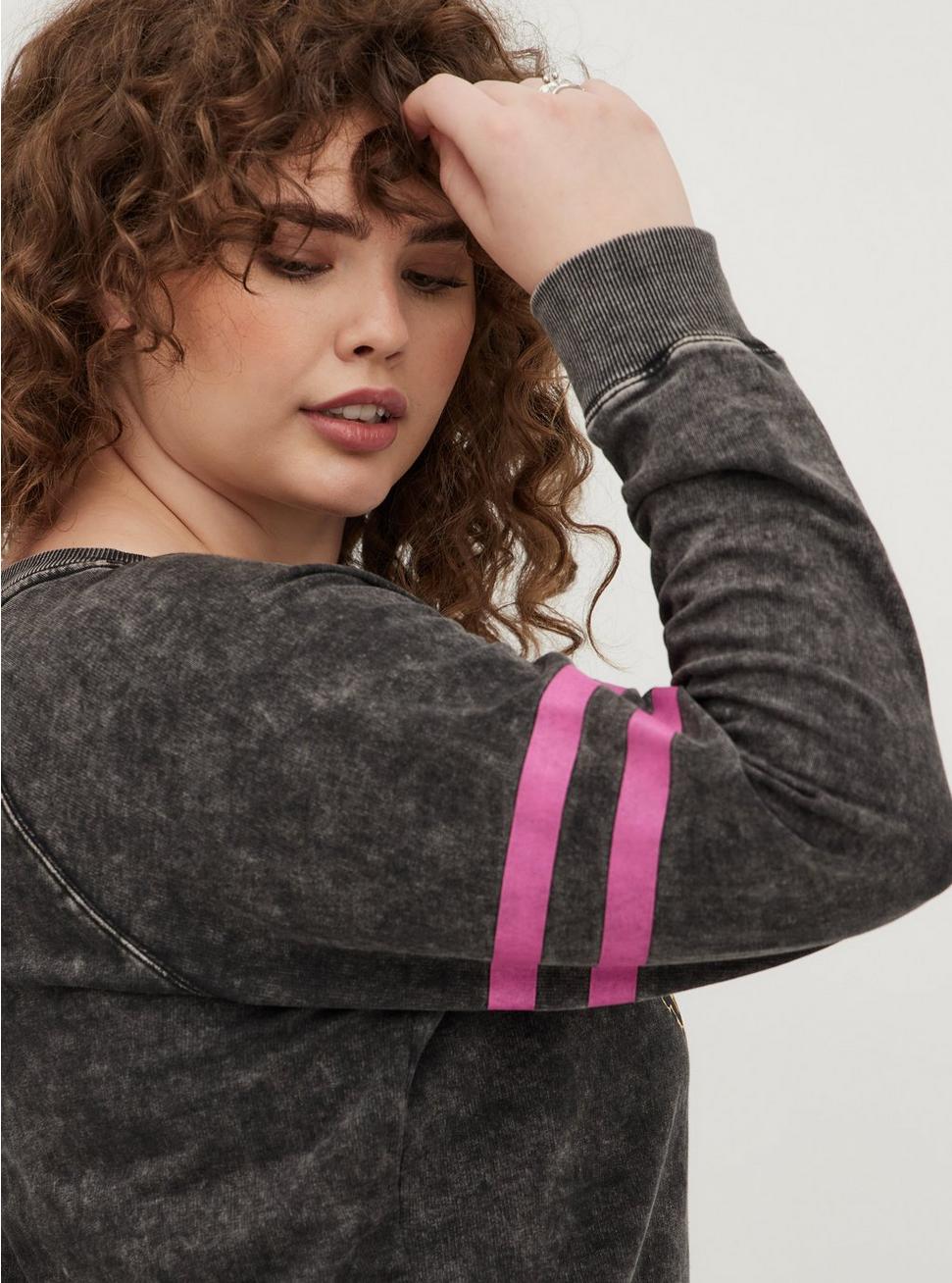 Plus Size LoveSick Raglan Sweatshirt - Everyday Fleece Pink Rock Star Black, DEEP BLACK, alternate