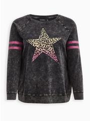Plus Size LoveSick Raglan Sweatshirt - Everyday Fleece Pink Rock Star Black, DEEP BLACK, hi-res