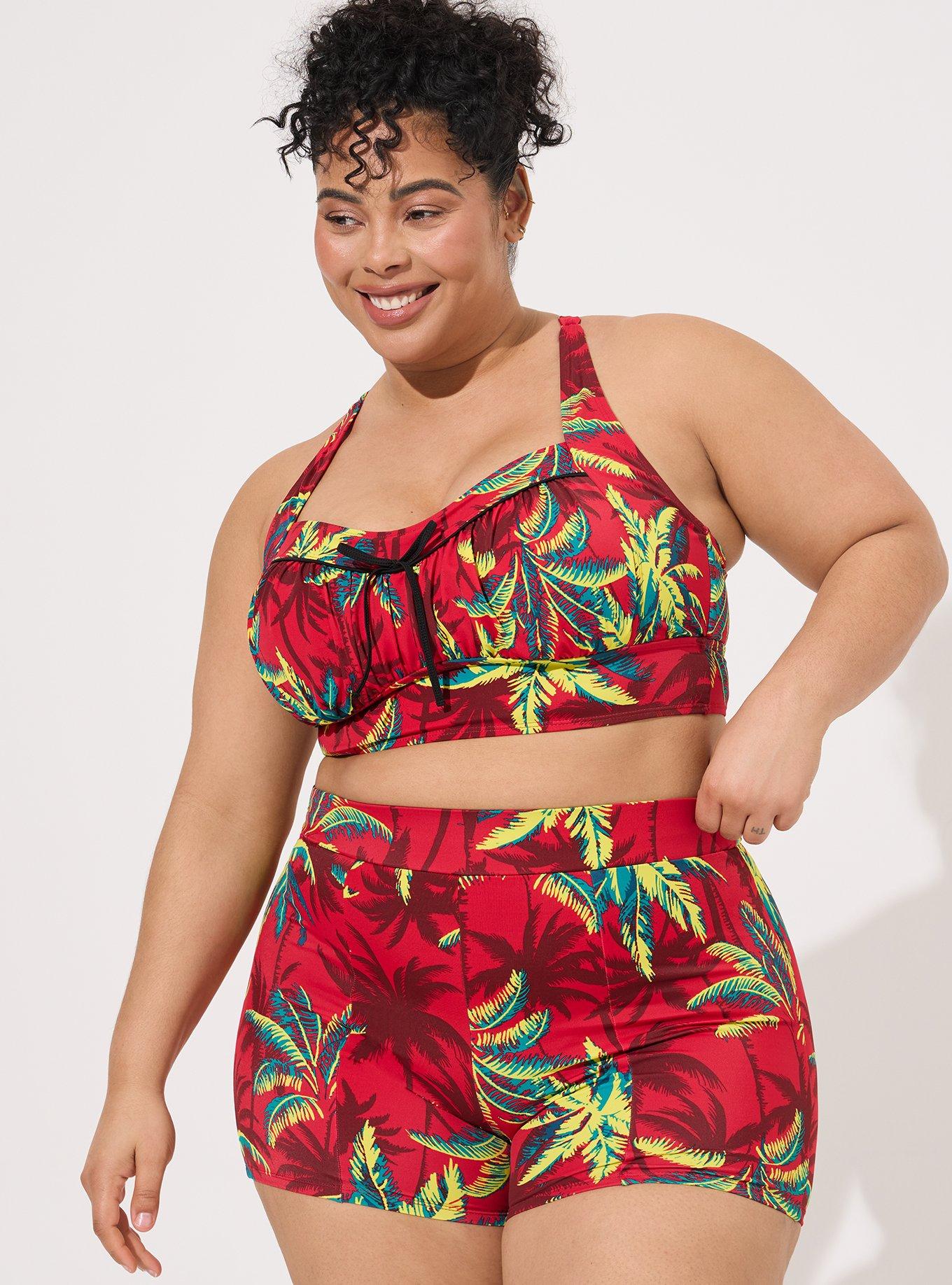 Plus Retro Ultra Rise 3.5 Inch Swim Short - Torrid