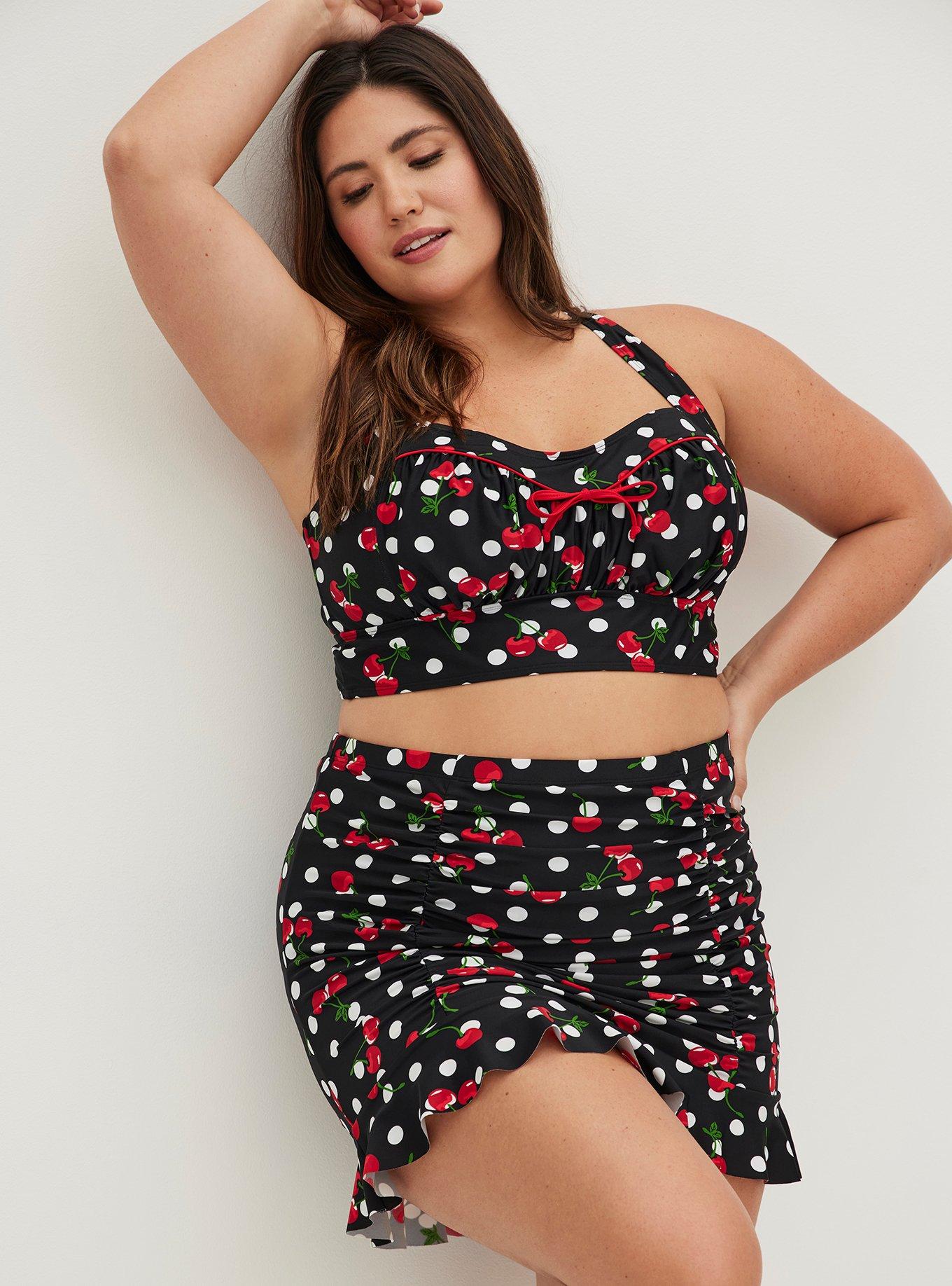 Plus Size - Retro Wireless Ruched Cups Bikini Top - Torrid