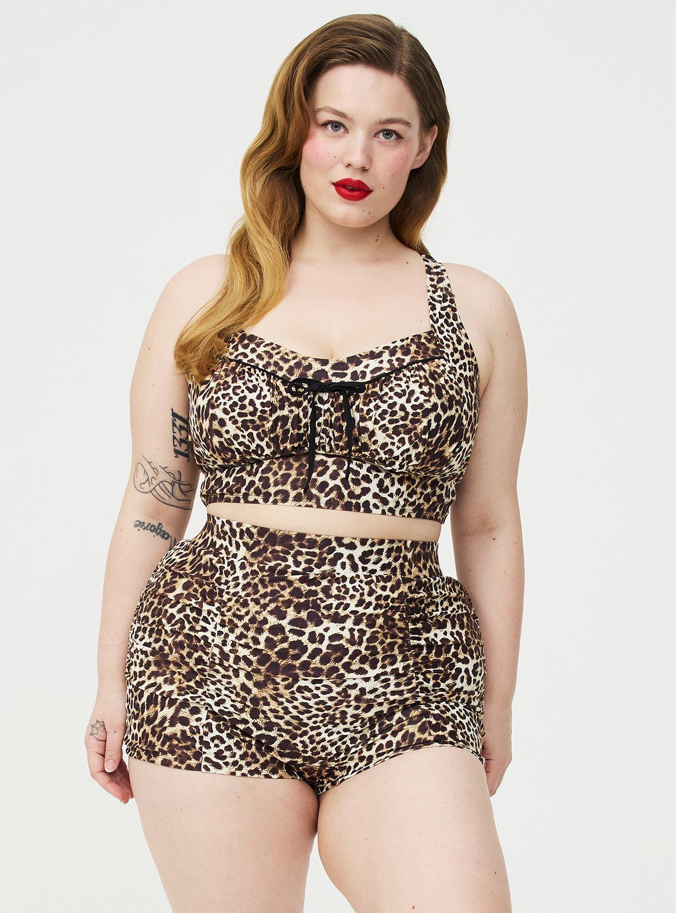 Retro Chic Wire-Free Ruched Bikini Top, JORDYN LEOPARD TAN, alternate