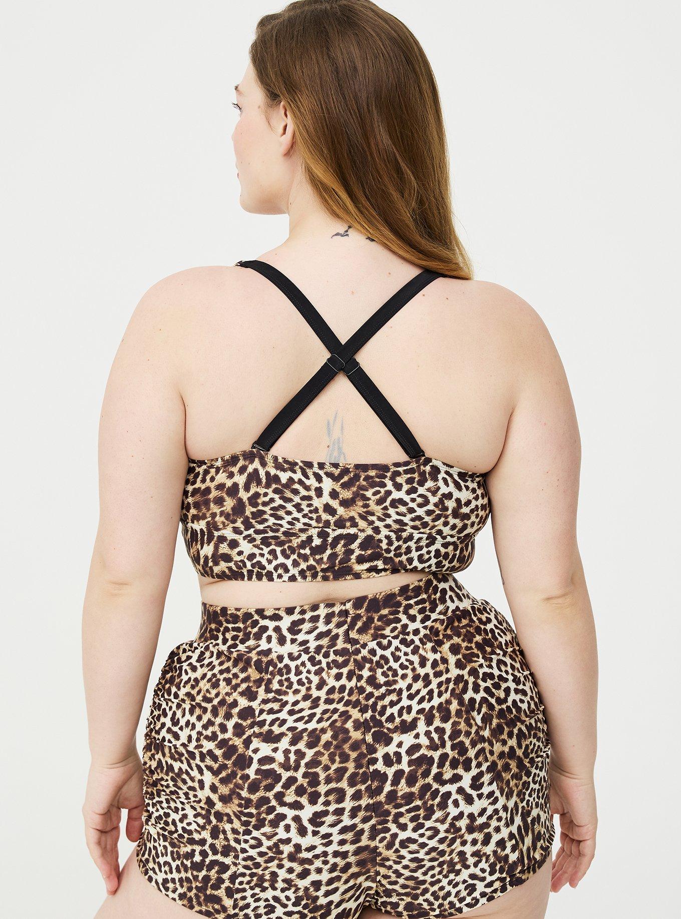 Retro Chic Wire-Free Ruched Bikini Top, JORDYN LEOPARD TAN, alternate