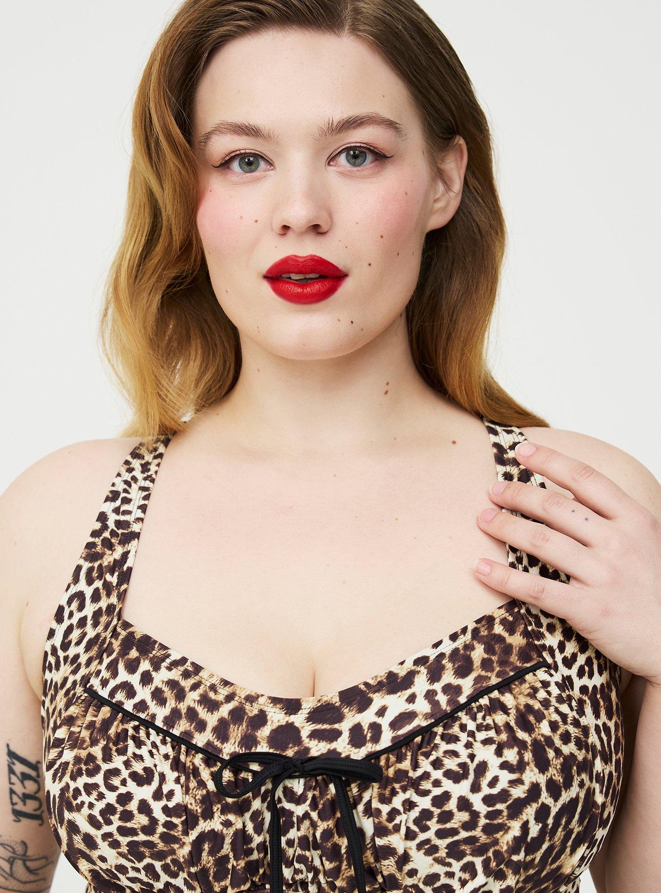 Retro Chic Wire-Free Ruched Bikini Top, JORDYN LEOPARD TAN, alternate
