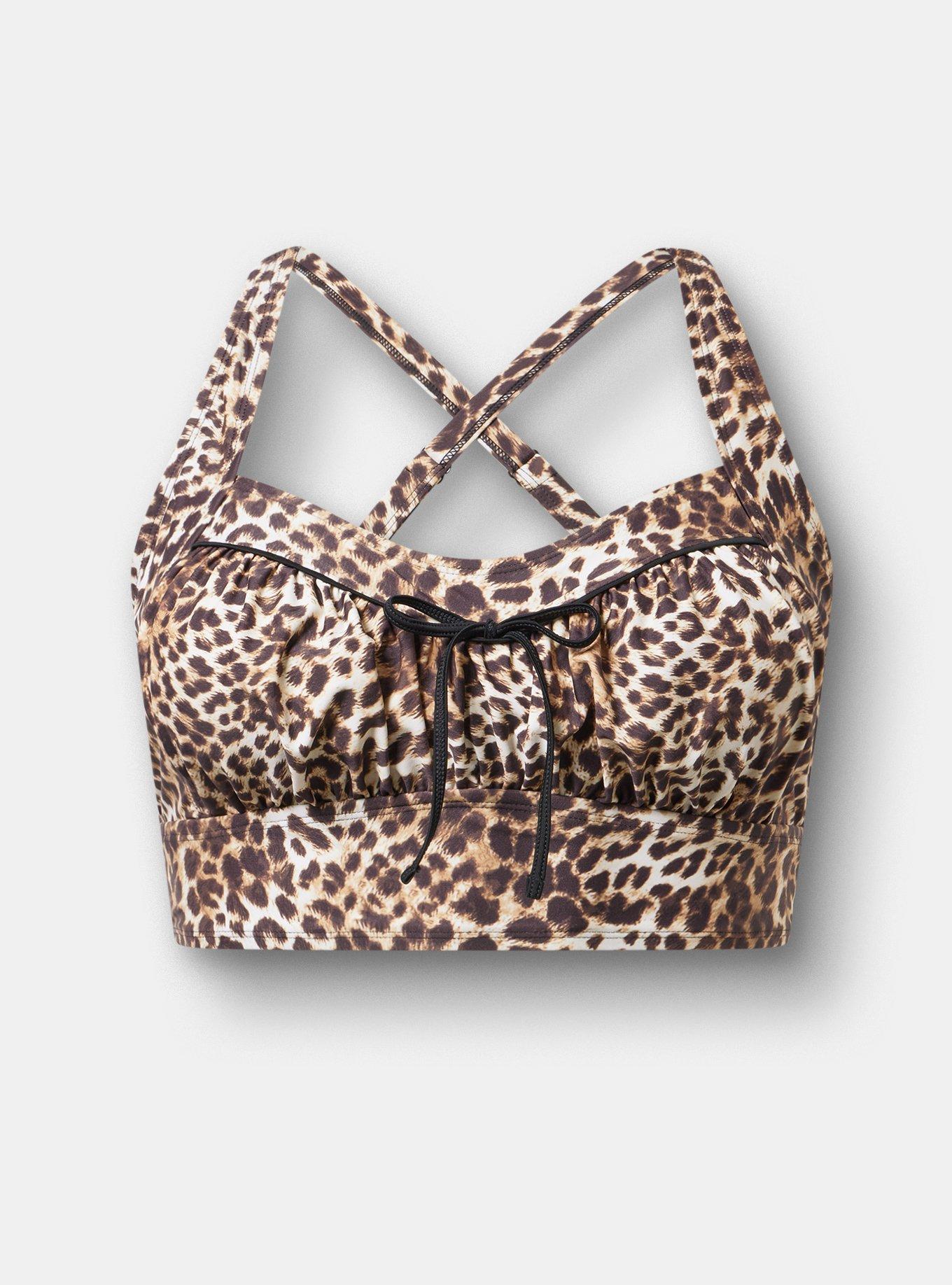 Retro Chic Wire-Free Ruched Bikini Top, JORDYN LEOPARD TAN, hi-res
