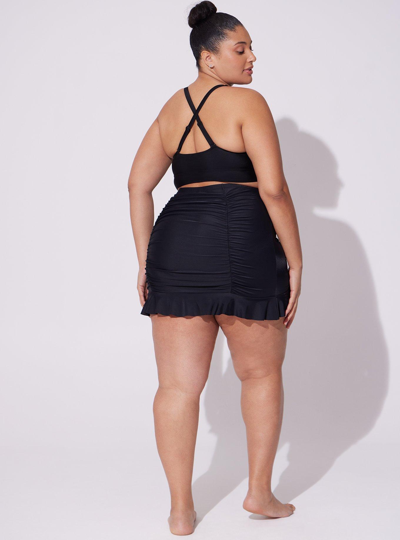 Plus Size - Wireless Mid Strapless Swim Dress With Brief - Torrid