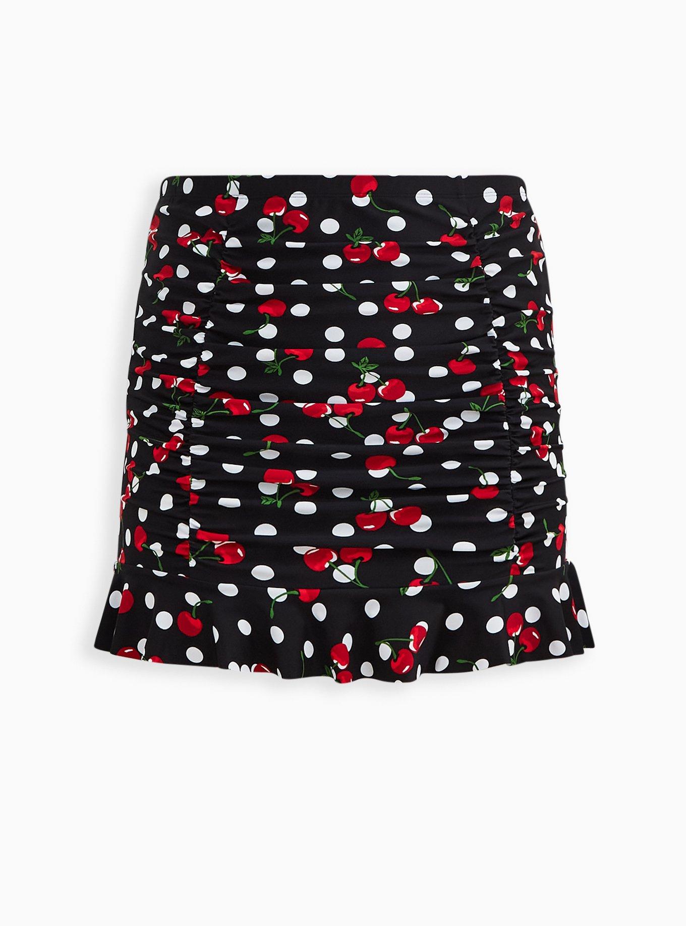 Retro High-Rise Long Ruched Swim Skirt With Brief, BING CHERRY, hi-res