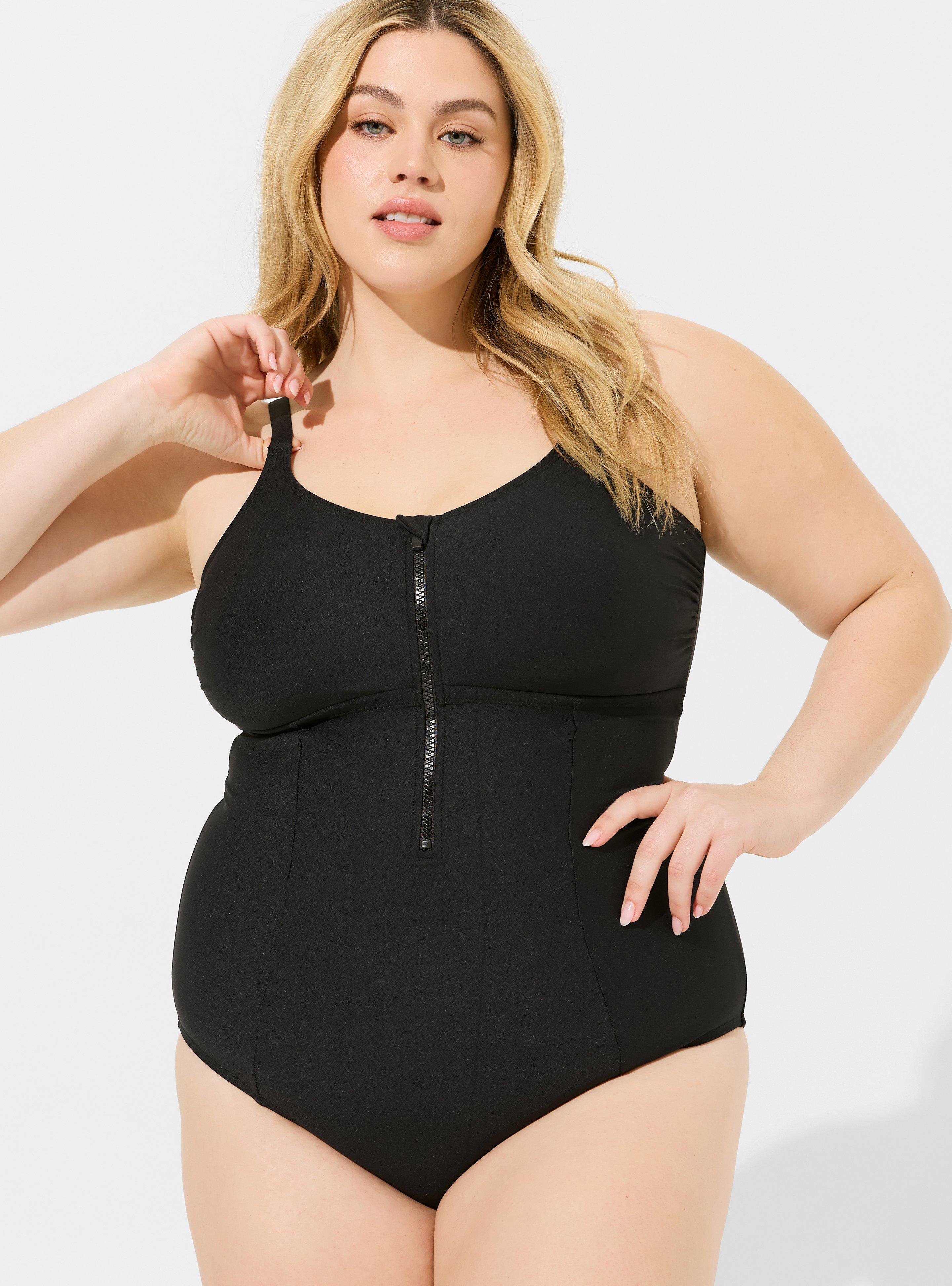 Plus Size - Corset Shape Swim One Piece - Black - Torrid