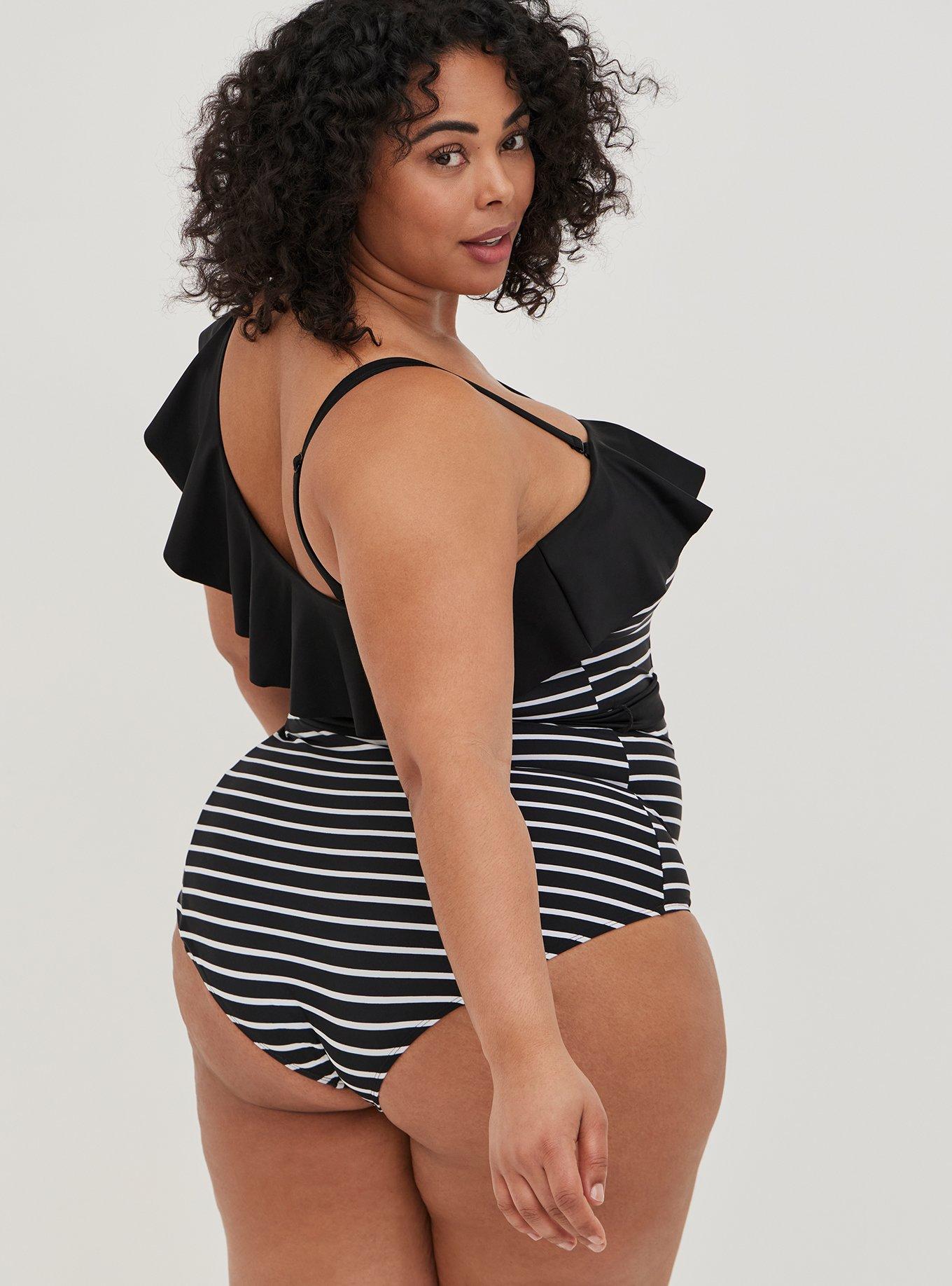 Plus Size Ruffle One Piece Swimsuit Stripe Torrid