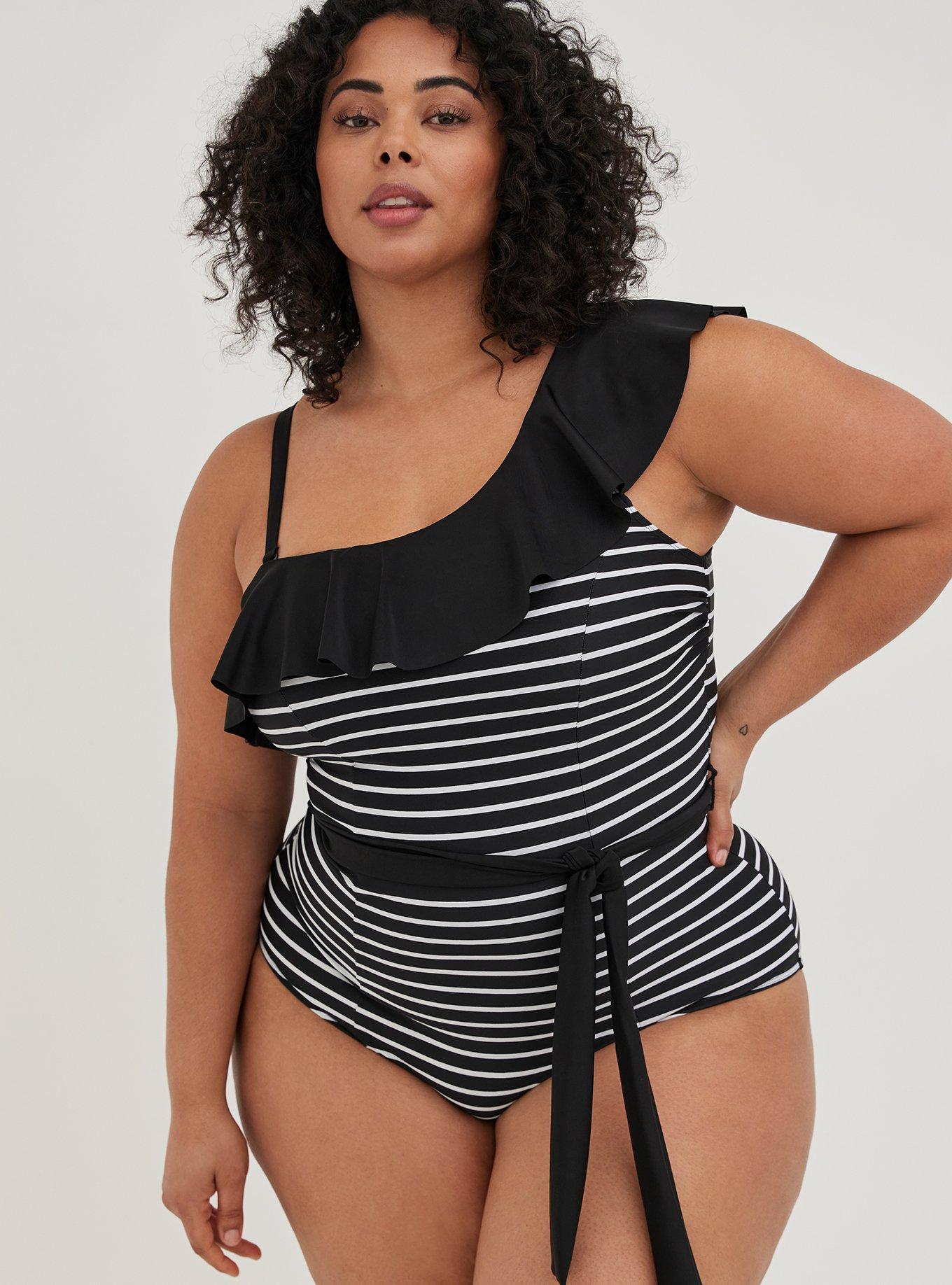 Plus Size Ruffle One Piece Swimsuit Stripe Torrid