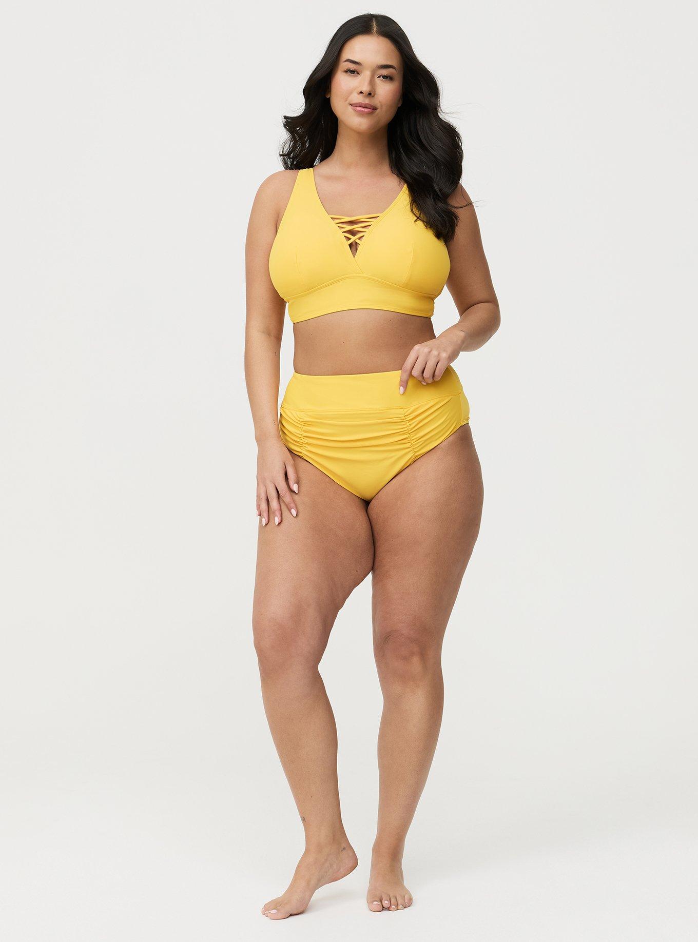 Wireless XO Triangle Bikini Top, SWIM YELLOW, alternate