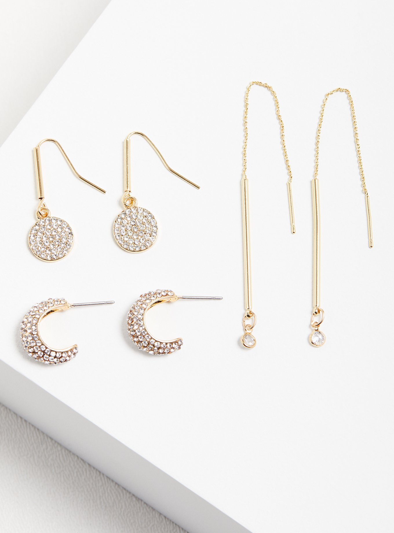 Plus Size - Delicate Linear And Hoop Pack Earring - Gold Tone - Torrid