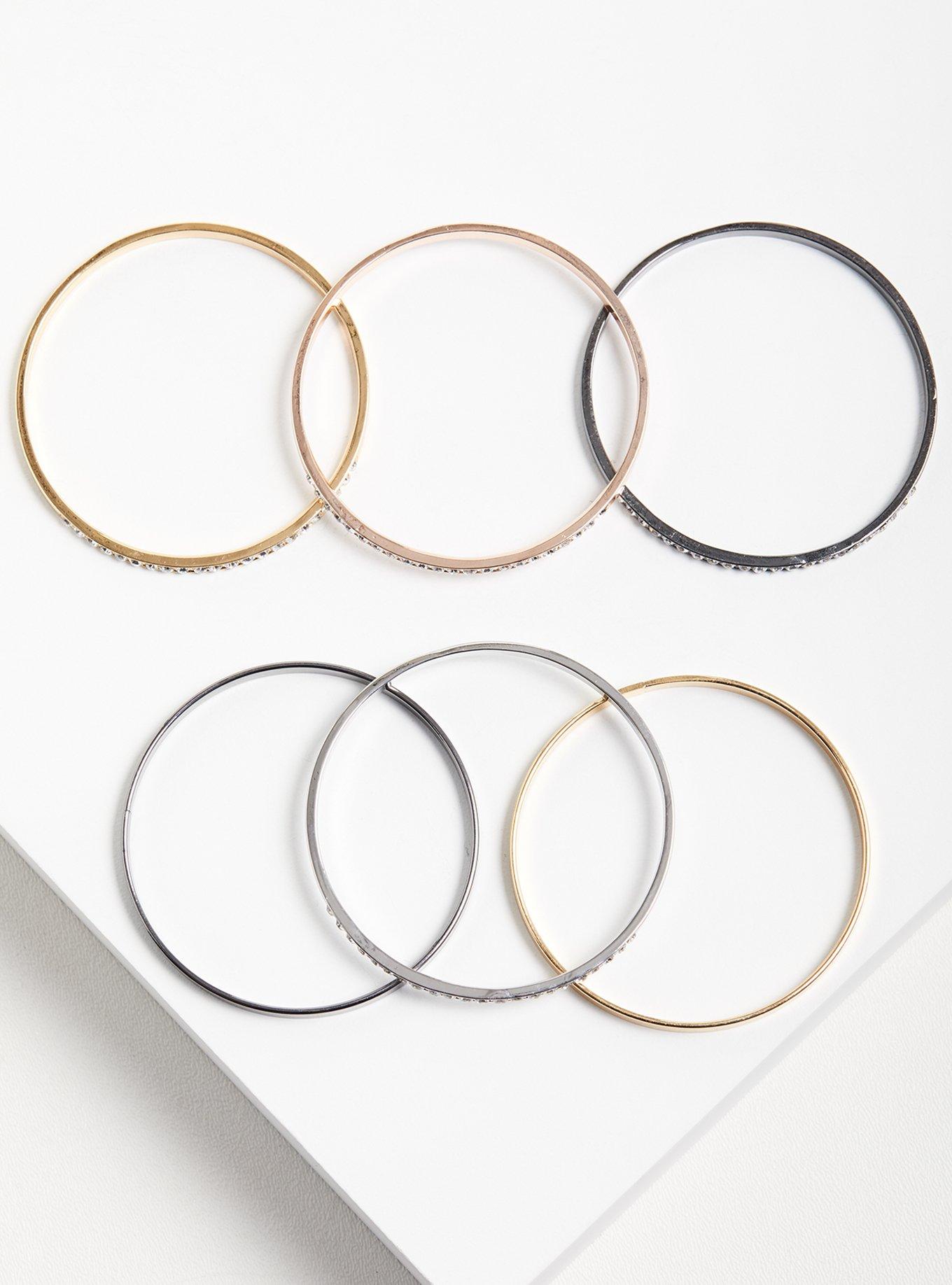 Rhinestone Bangle Set - Mixed Metal , MULTI, alternate