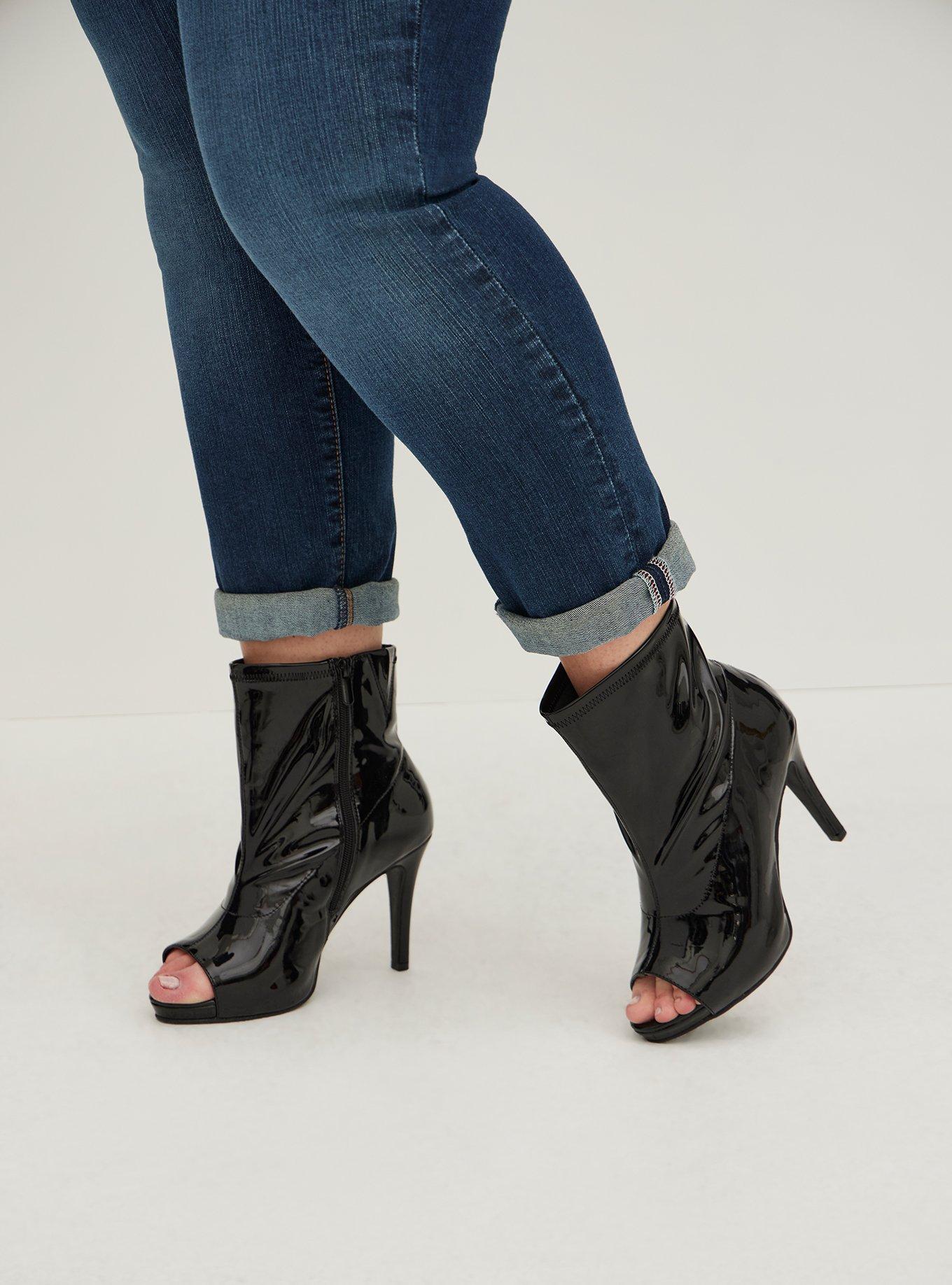 Peep toe western outlet booties