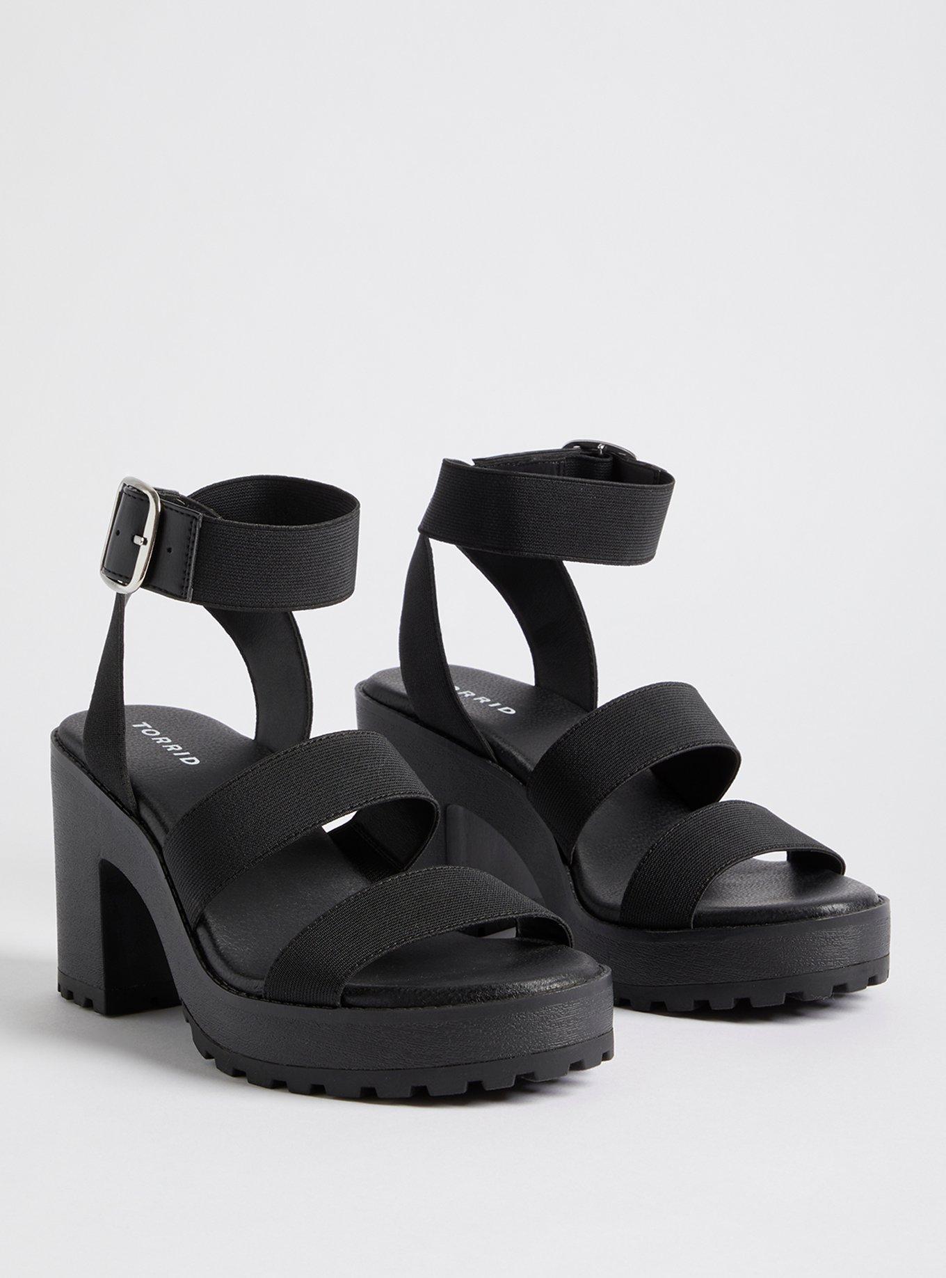 Chunky Block Heel - Elastic Black (WW), , hi-res