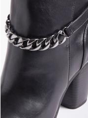 Chain Heel Bootie - Faux Leather Black (WW), BLACK, alternate