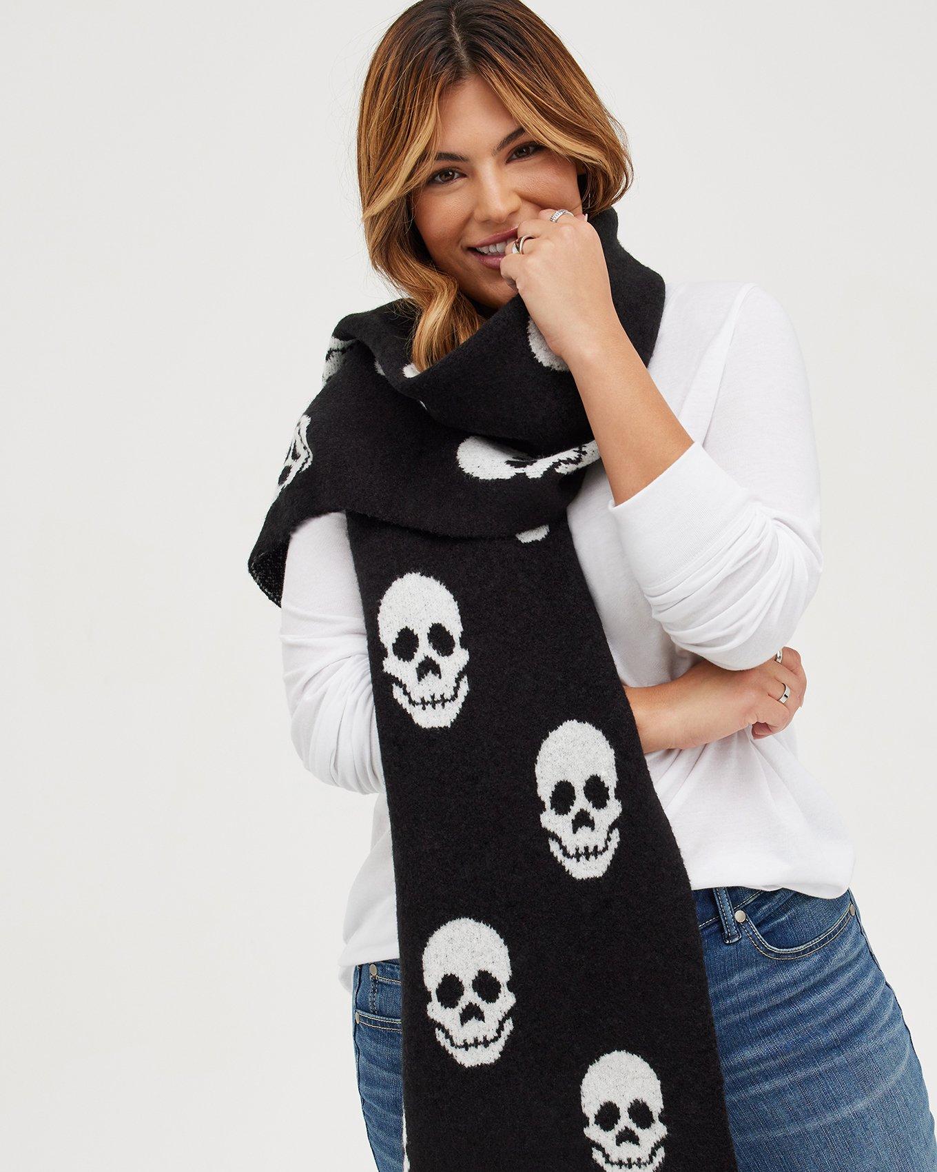 Plus Size Oblong Scarf Black Skull Torrid