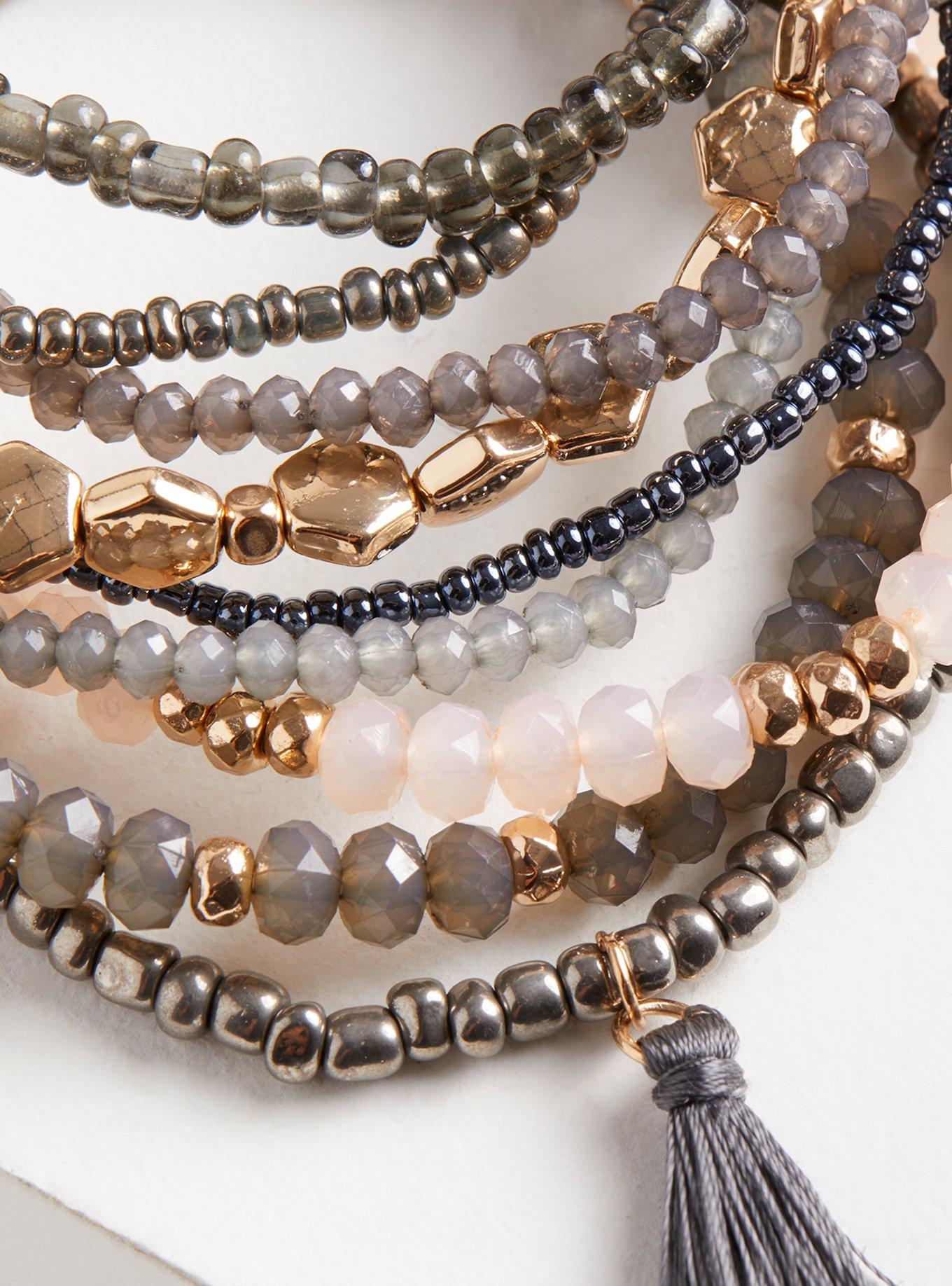 Stretch Set Bracelet - Beaded Stone Grey, , alternate