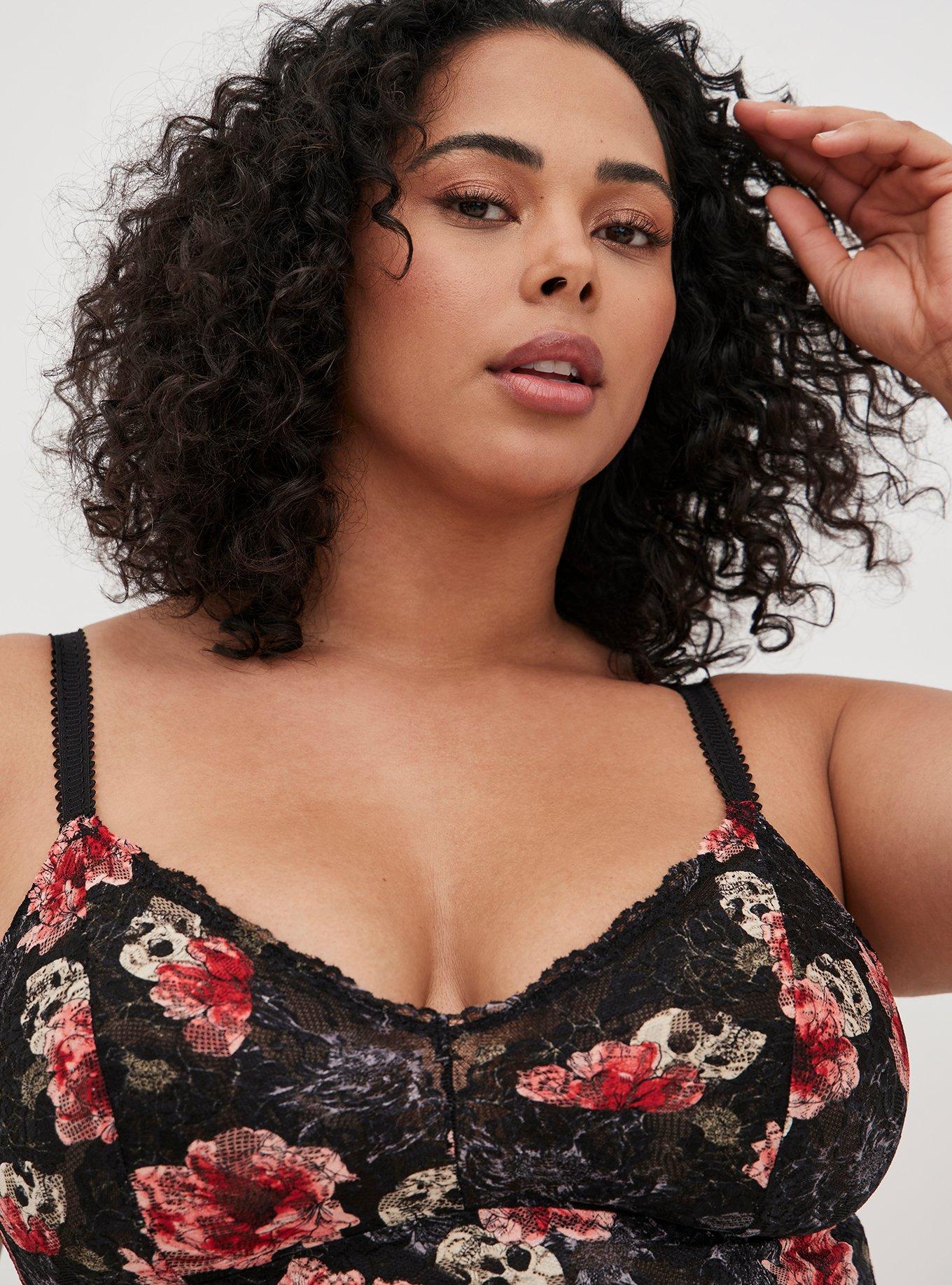 Longline Unlined Bralette - Lace Floral Black, VARIETY SKULL, alternate