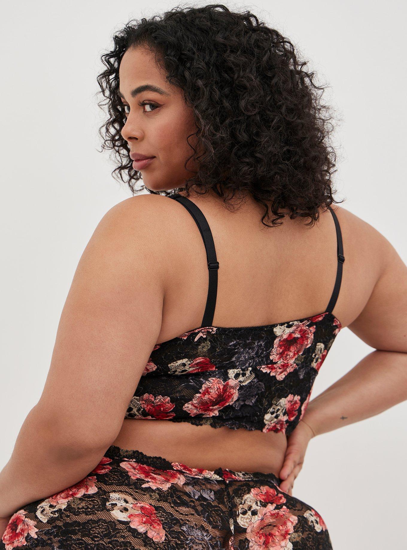 Longline Unlined Bralette - Lace Floral Black, VARIETY SKULL, alternate