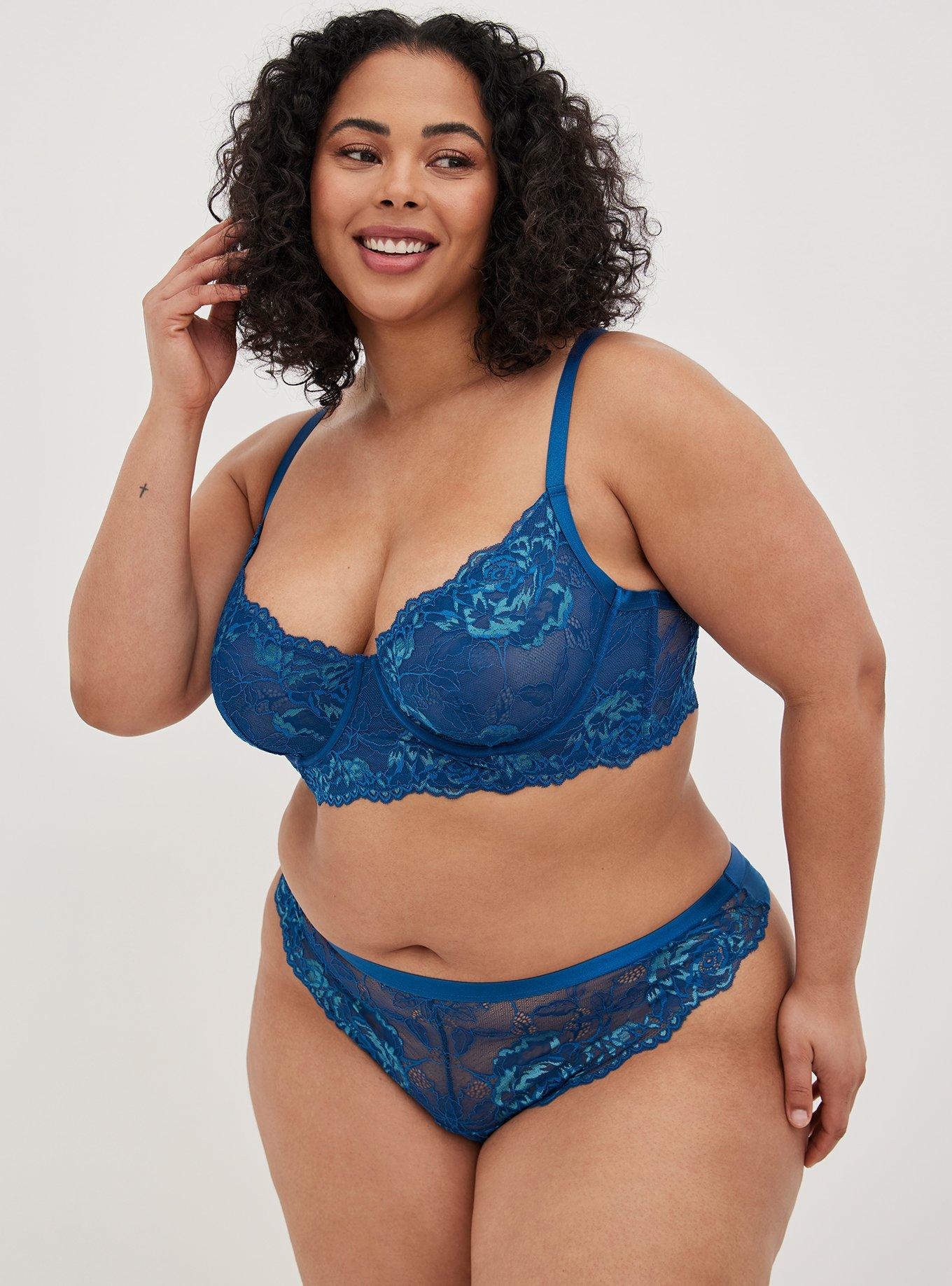 Longline Unlined Underwire Bra - Lace Sea Blue, POSEIDON, alternate