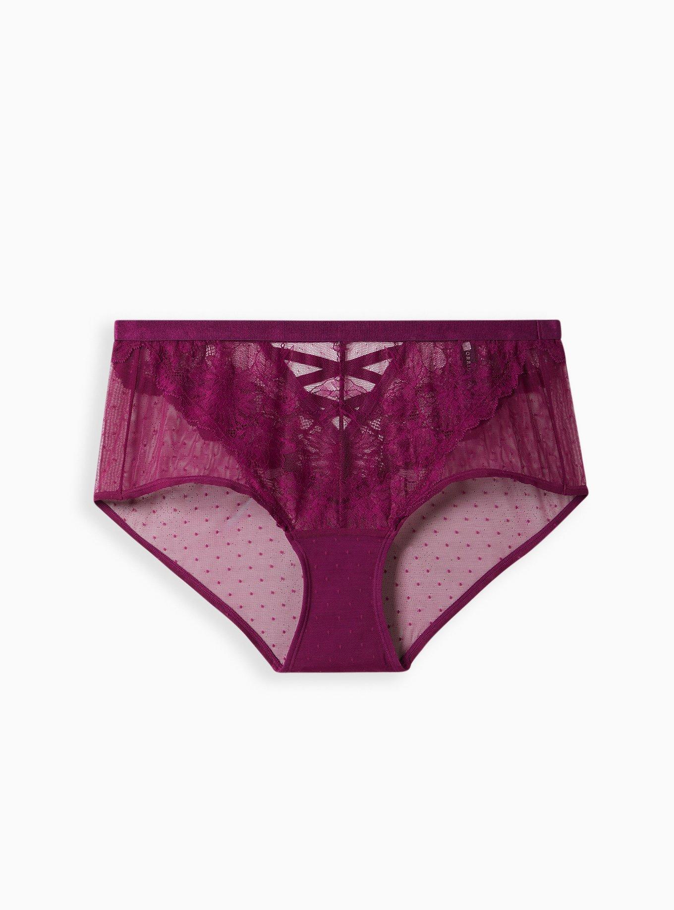 Plus Size - XO Cheeky Panty - Dot Lace Purple - Torrid