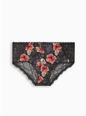 Microfiber Mid Rise Hipster Lace XO Back Panty, VARIETY SKULL, hi-res