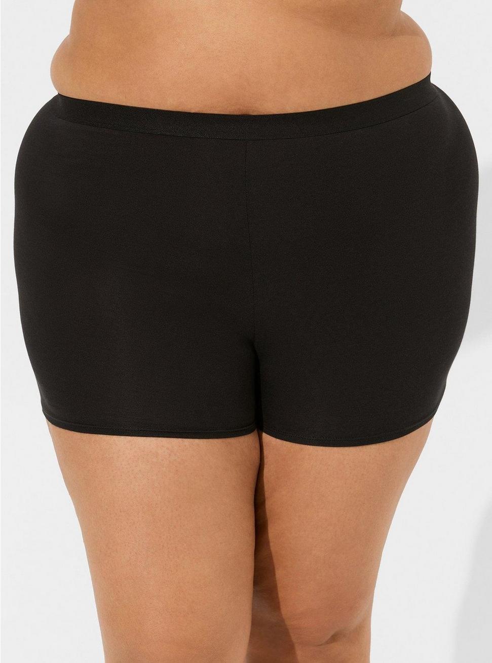 Plus Size Cotton High-Rise Shortie Panty, RICH BLACK, alternate
