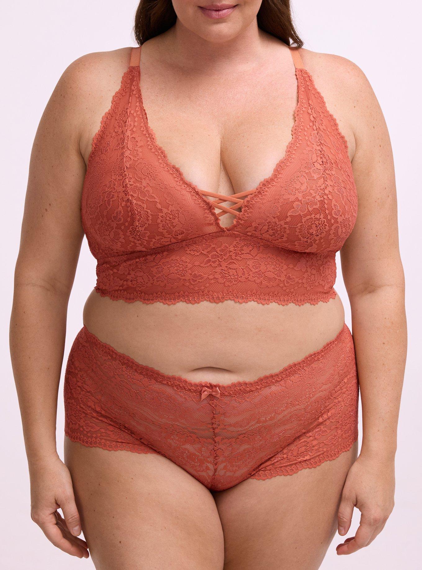 Plus Size Lightly Lined XO Lace Bralette, ARAGON, alternate