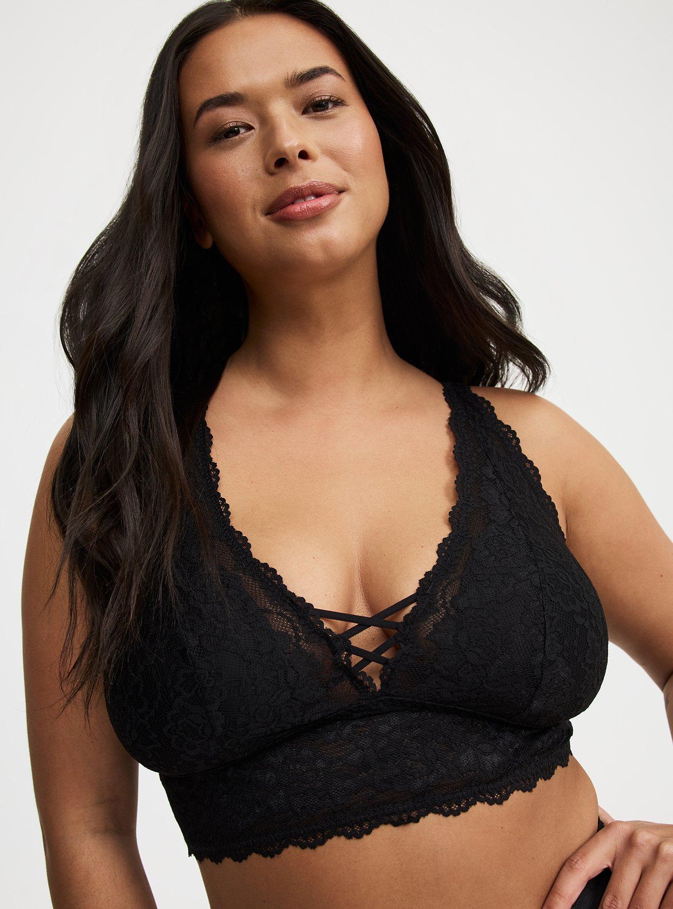 Plus Size - Wire-Free Lightly Lined Lace Logo Longline 360° Back