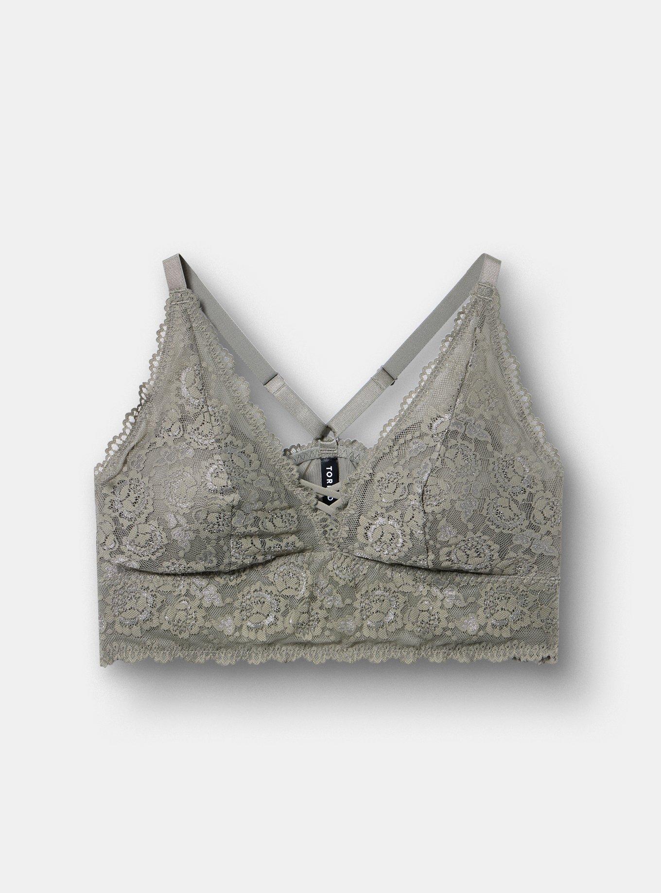 Lightly-Lined XO Lace Bralette, VETIVER, hi-res