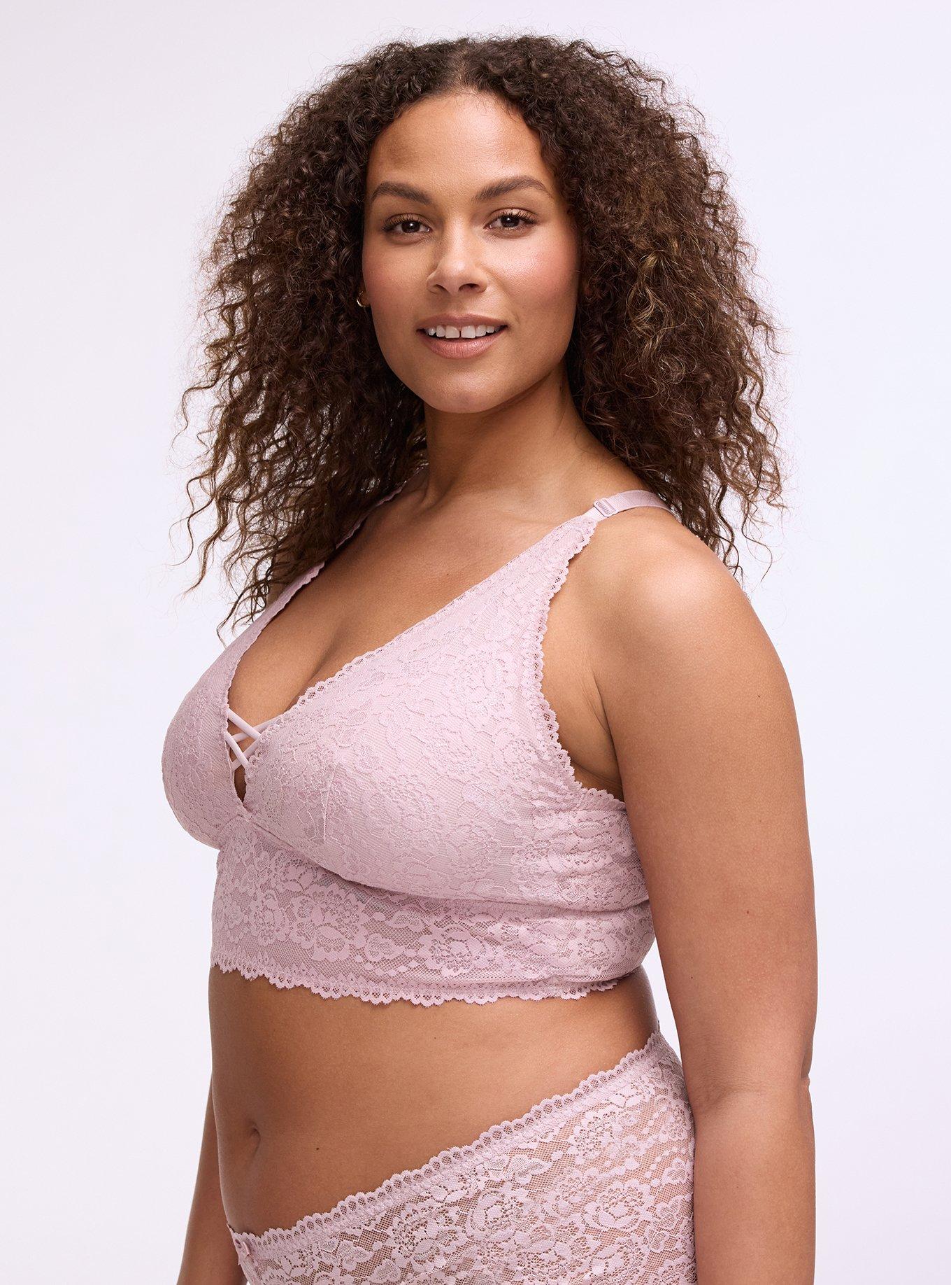 Lightly Lined XO Lace Bralette, VIOLET ICE, alternate