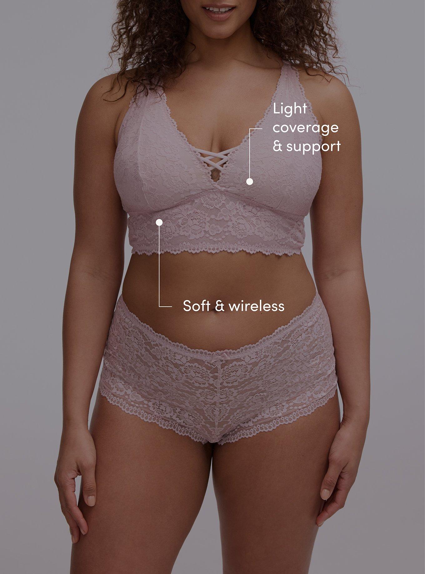 Lightly Lined XO Lace Bralette, VIOLET ICE, alternate