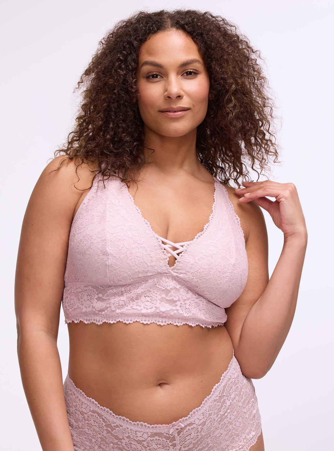 Lightly Lined XO Lace Bralette, VIOLET ICE, hi-res