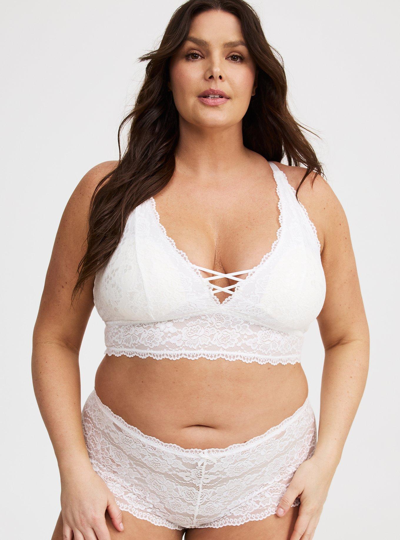 Plus Size - Lightly Lined Lace XO Front Bralette - Torrid