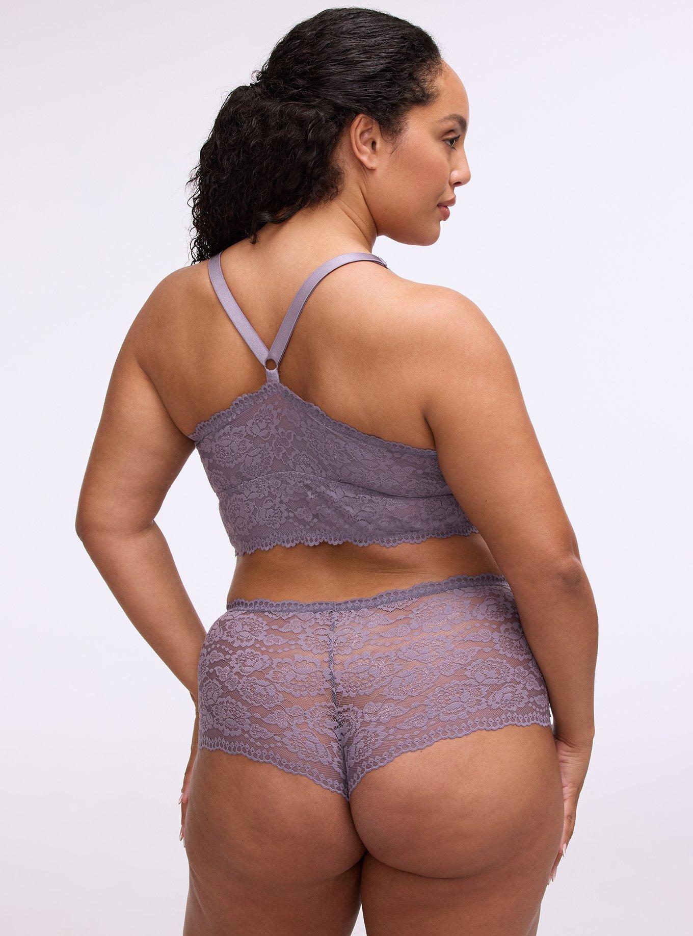 Lightly Lined XO Lace Bralette, PURPLE SAGE, alternate