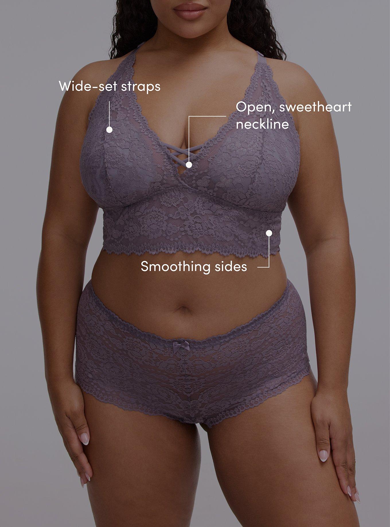 Lightly Lined XO Lace Bralette, PURPLE SAGE, alternate