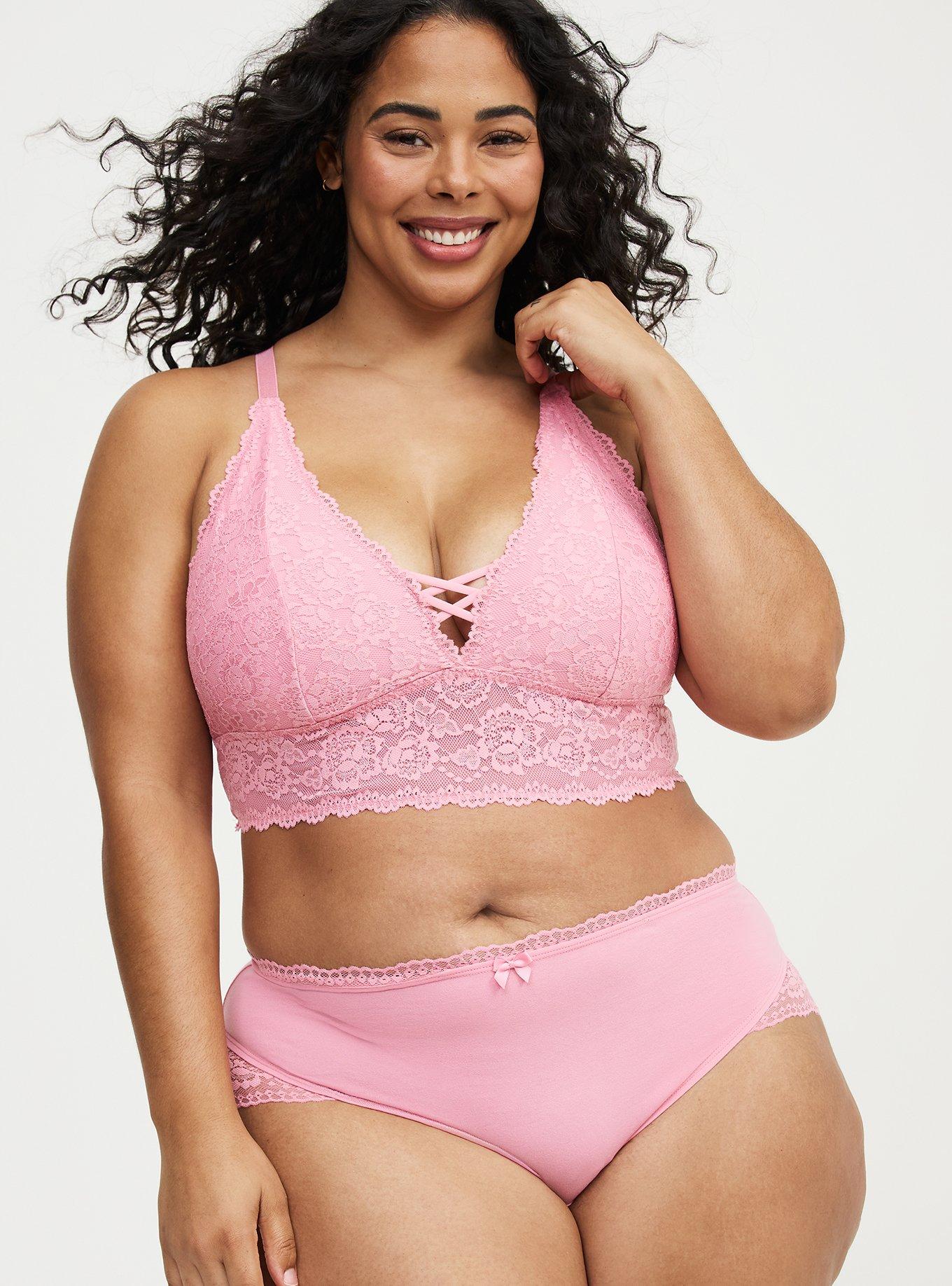 Lightly Lined XO Lace Bralette, SEA PINK, alternate